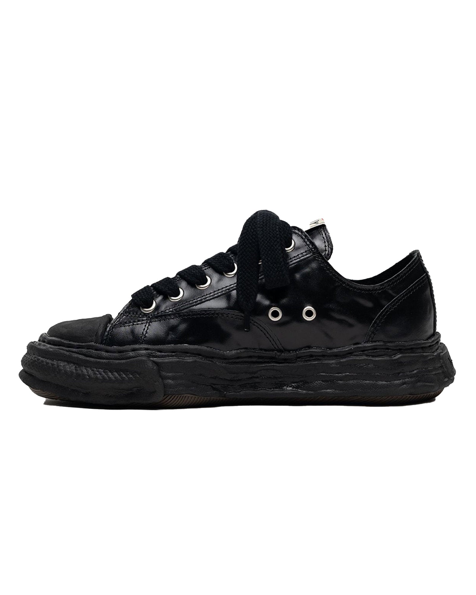 MIHARA YASUHIRO・ミハラヤスヒロ - ローカットスニーカー PETERSON23 WRINKLED LEATHER LOW-TOP SNEAKERS / BLK/BLK