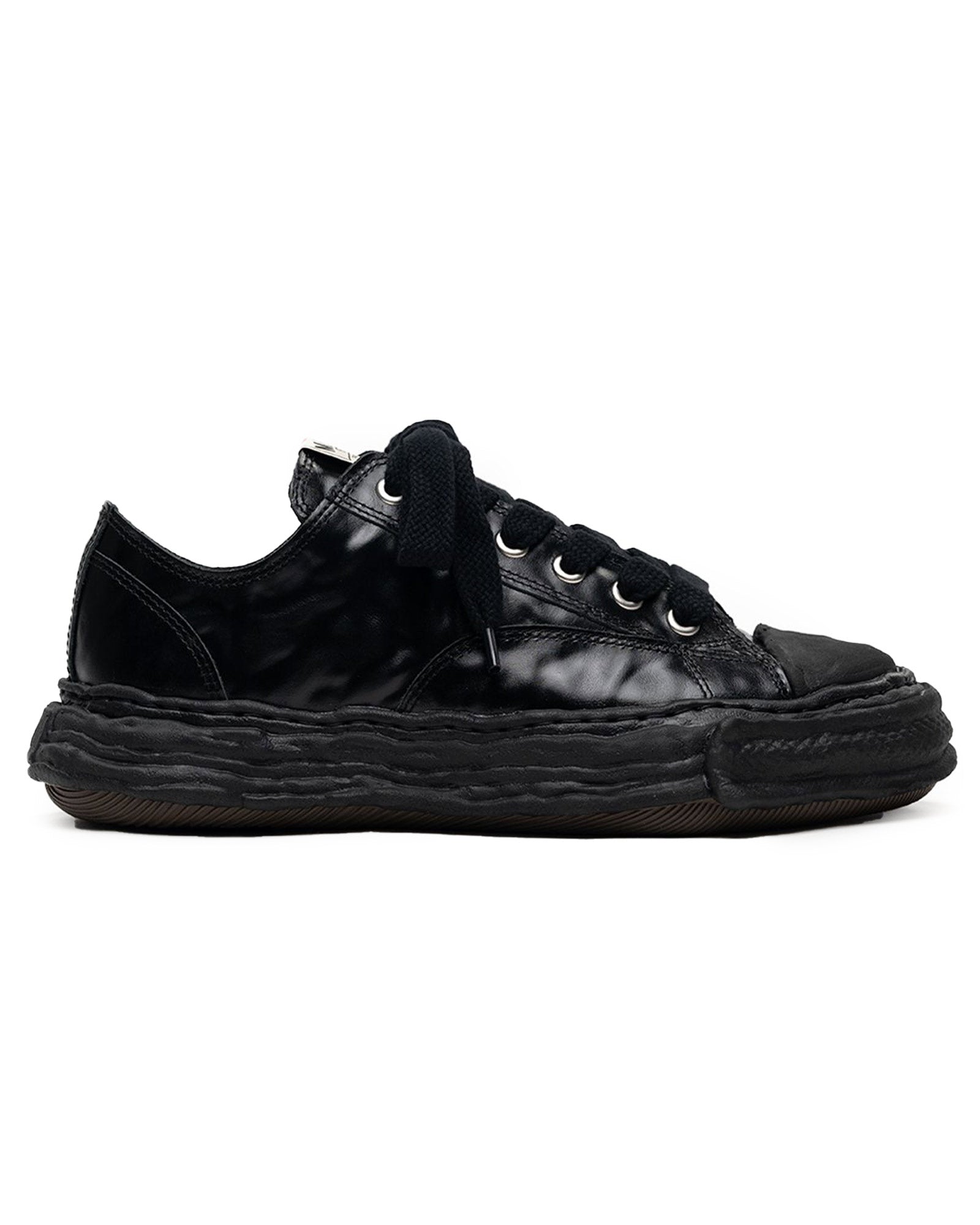 MIHARA YASUHIRO・ミハラヤスヒロ - ローカットスニーカー PETERSON23 WRINKLED LEATHER LOW-TOP SNEAKERS / BLK/BLK
