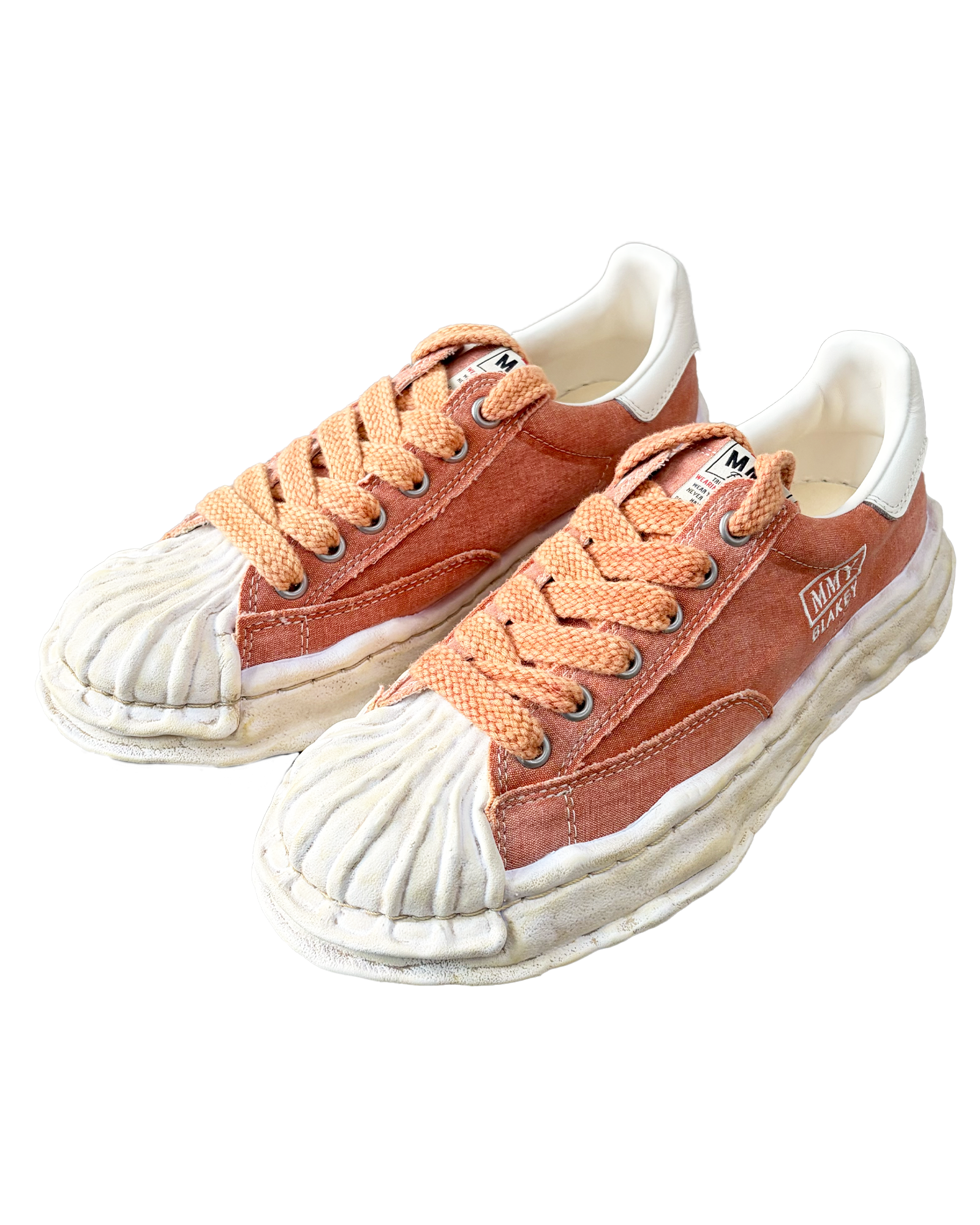 MIHARA YASUHIRO・Yasuhiro Mihara -  BLAKEY BLEACHED CANVAS LOW-TOP SNEAKERS / ORANGE