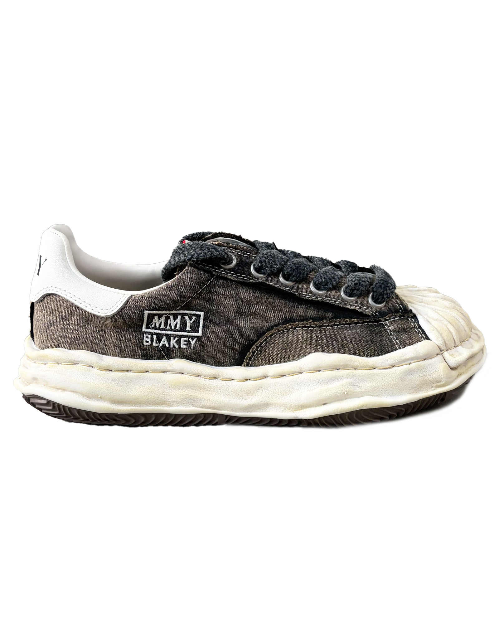 MIHARA YASUHIRO・ミハラヤスヒロ - ローカットスニーカー BLAKEY BLEACHED CANVAS LOW-TOP SNEAKERS / BLACK