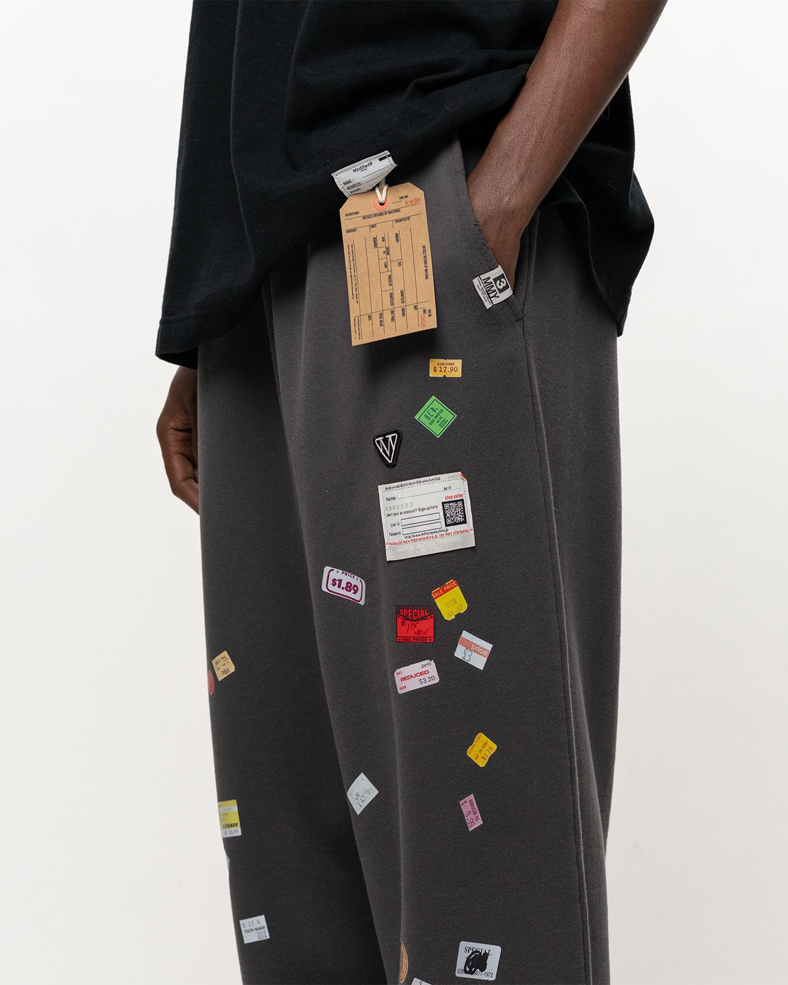MIHARA YASUHIRO・ミハラヤスヒロ - スウェットパンツ PRICE STICKER SWEAT PANTS / BLACK