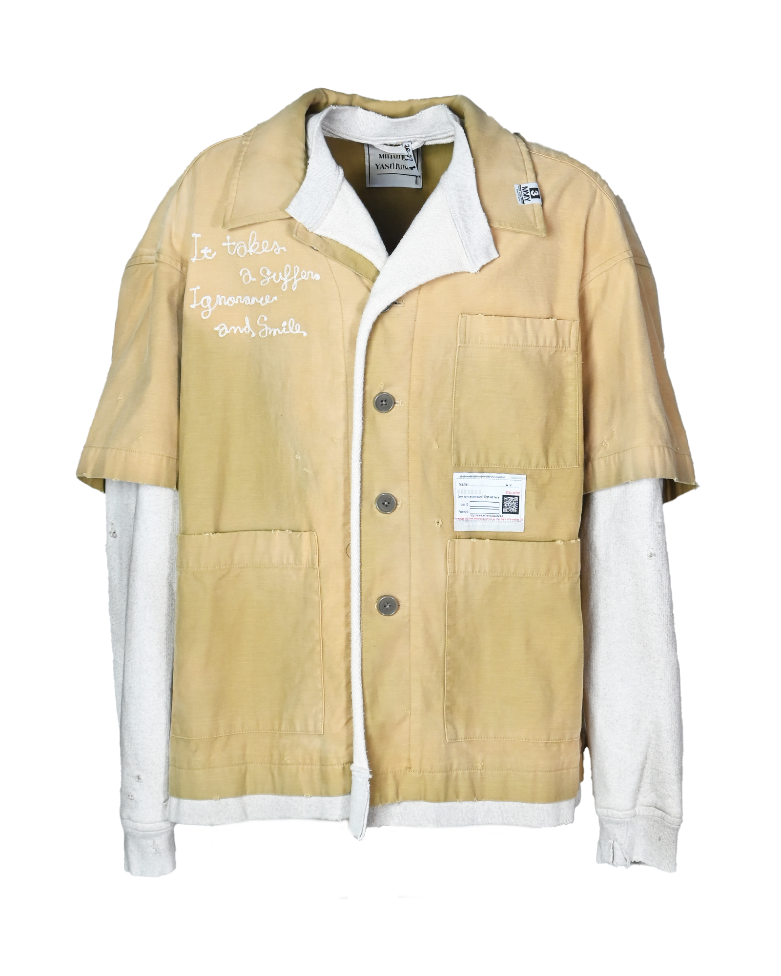 MIHARA YASUHIRO・ミハラヤスヒロ - シャツ LAYERED SWEAT × SHIRT / MUSTARD