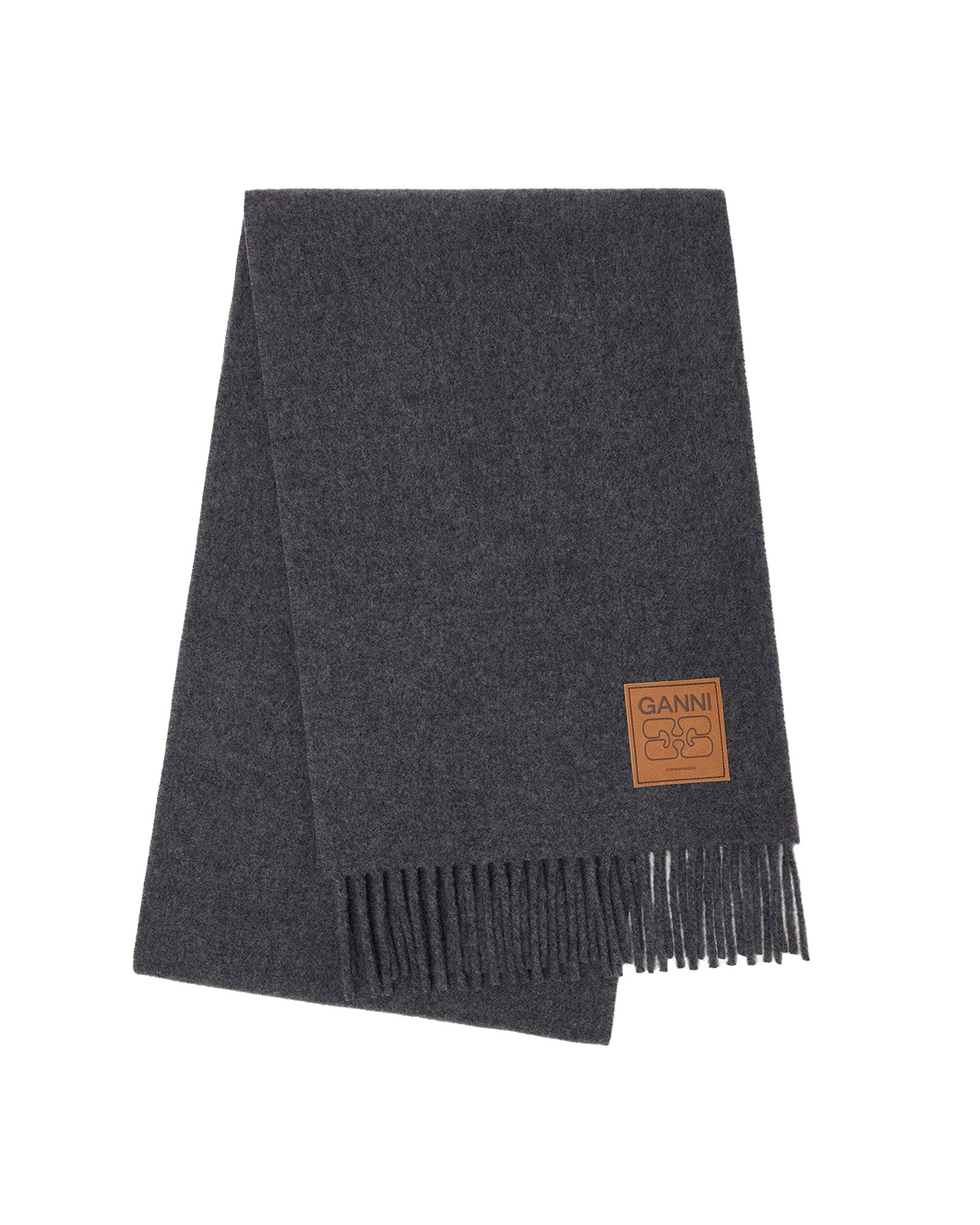 DOUBLE FACE WOOL SOLID SCARF / GREY