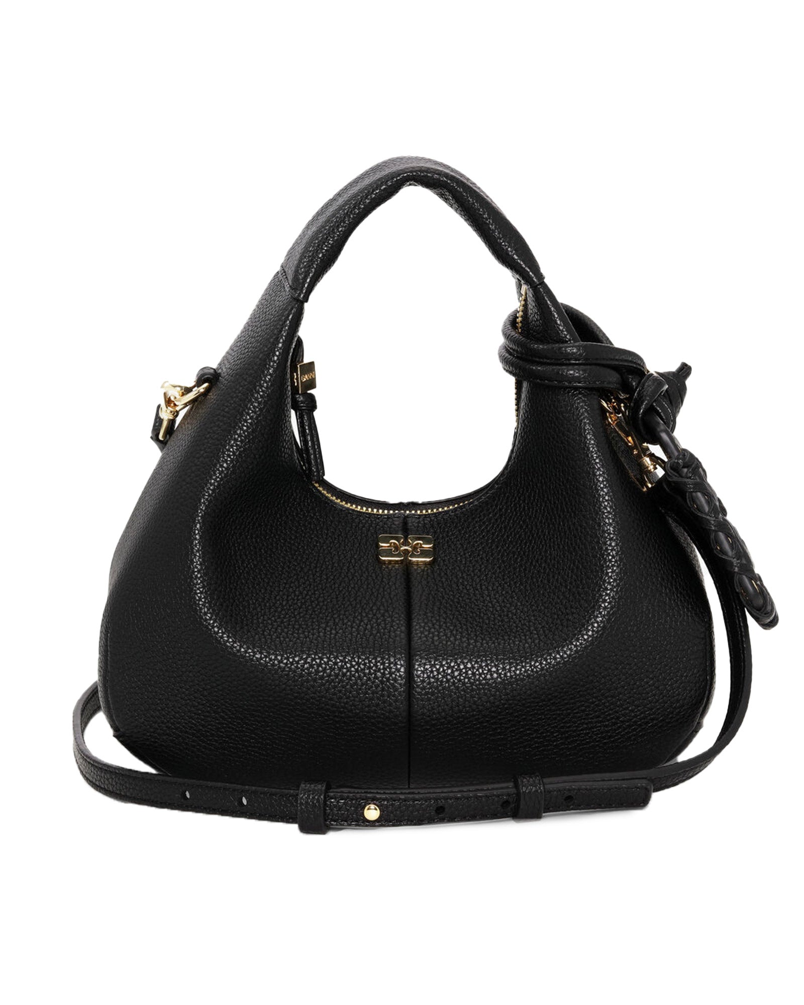 GANNI・ガニー - ハンドバッグ HOBO MINI GRAINED / BLACK