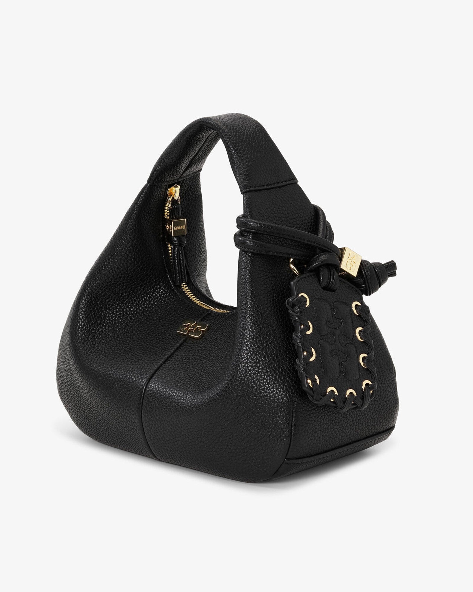 GANNI・ガニー - ハンドバッグ HOBO MINI GRAINED / BLACK