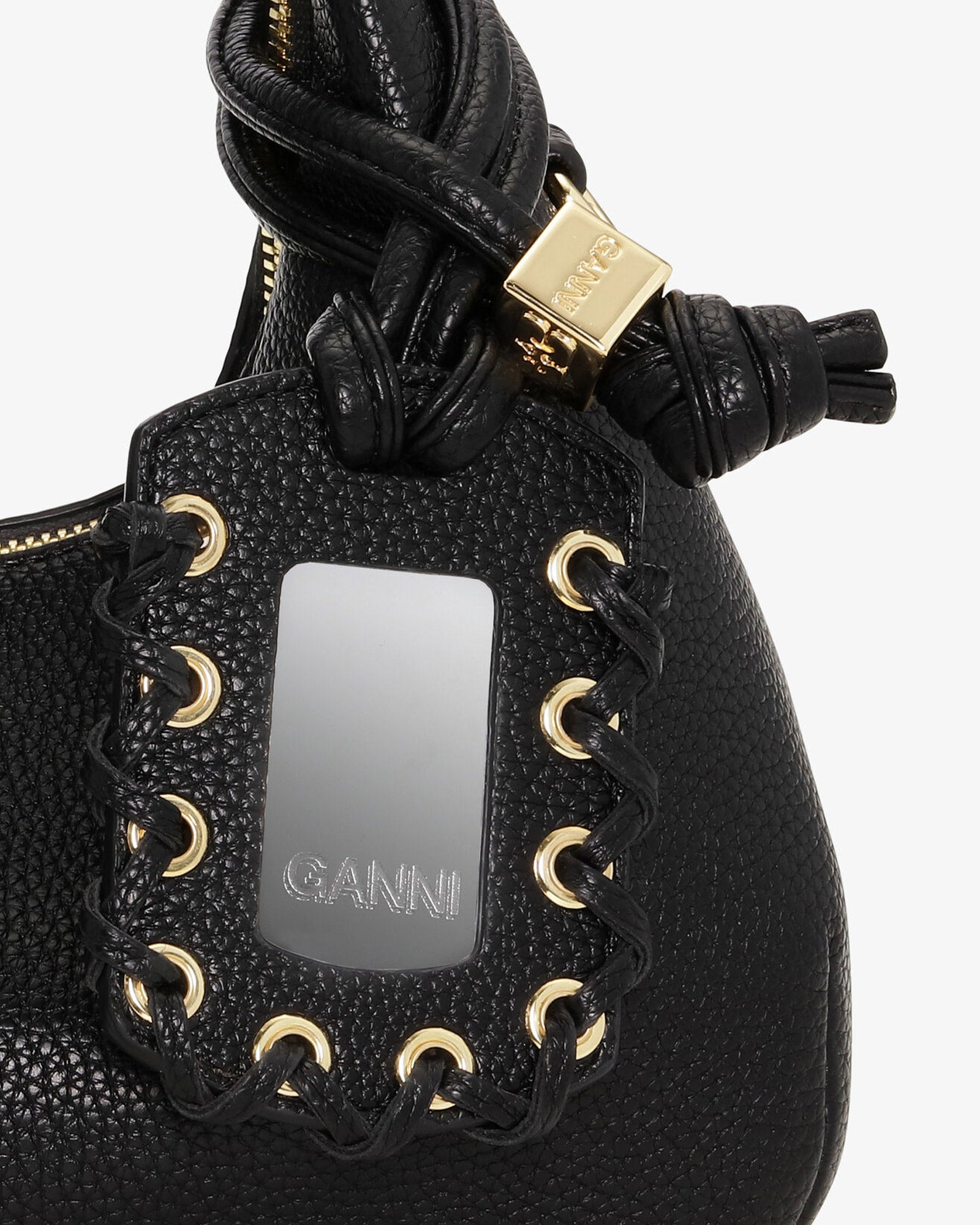 GANNI・ガニー - ハンドバッグ HOBO MINI GRAINED / BLACK