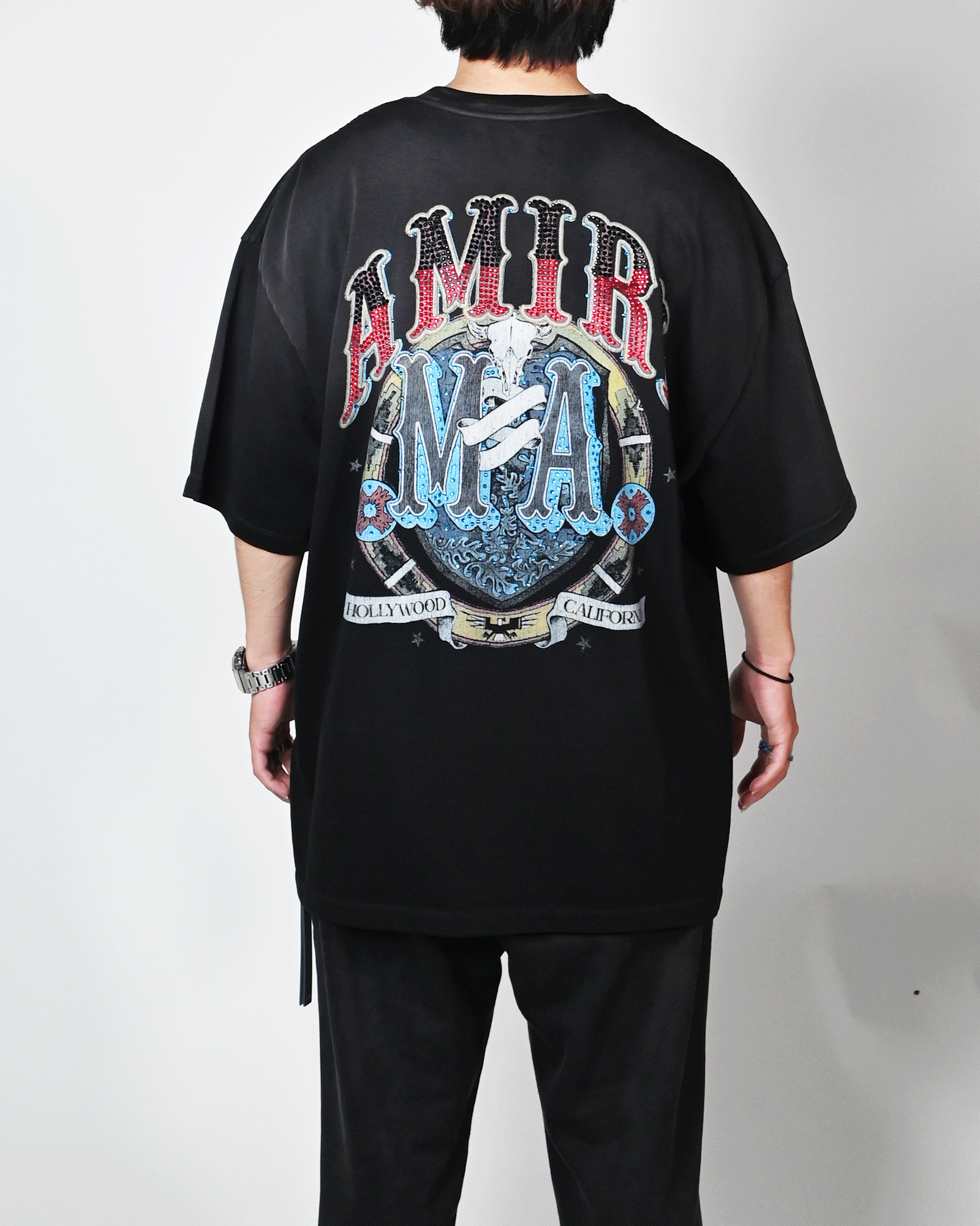 AMIRI・アミリ - トップス CRYSTAL AMIRI HOLLYWOOD OS TEE 
/ BLACK