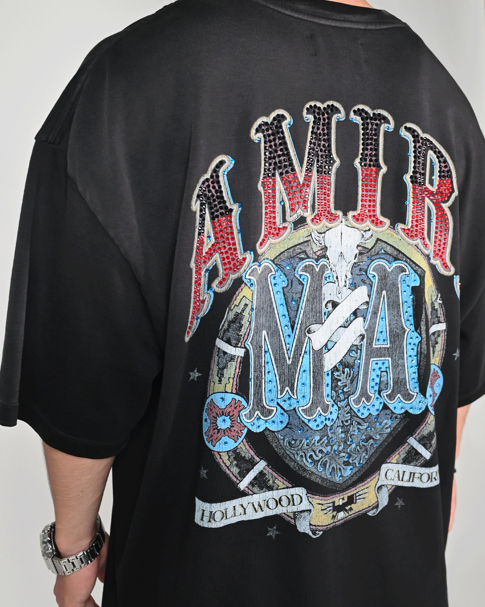 AMIRI・アミリ - トップス CRYSTAL AMIRI HOLLYWOOD OS TEE 
/ BLACK