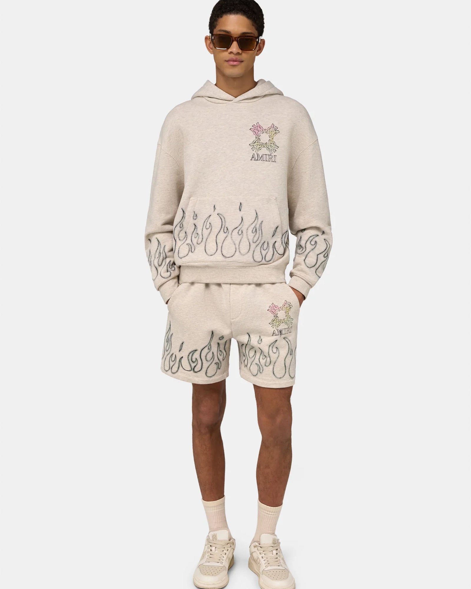 AMIRI・アミリ - ハーフ・ショートパンツ MA QUAD FLAMES SWEATSHORT / IVORY