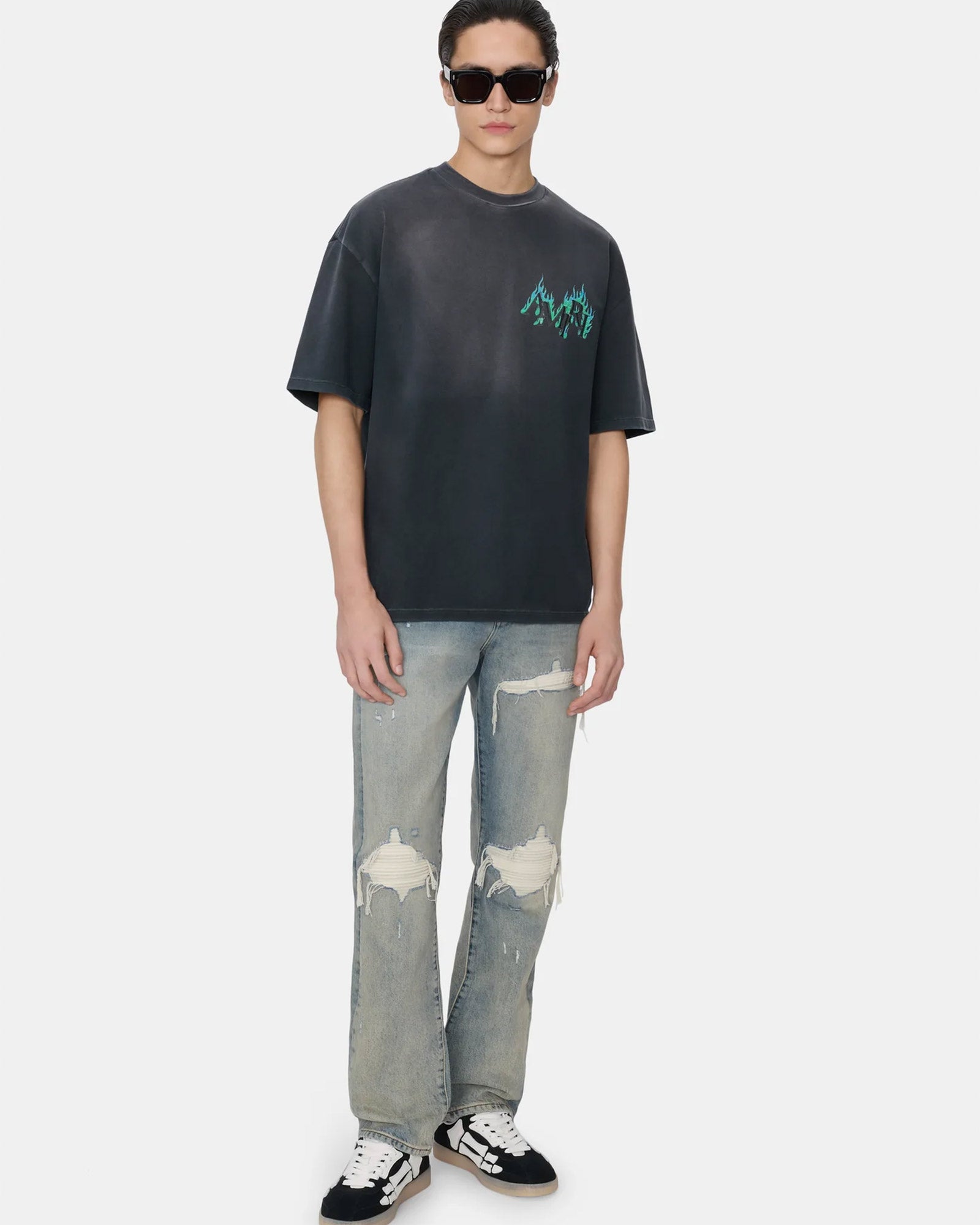 AMIRI (アミリ) SS26 AMIRI FLAMES OS TEE / BLACK | Detail