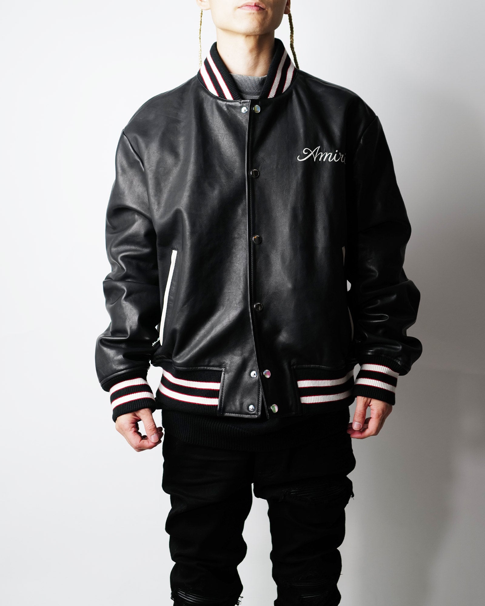 AMIRI・アミリ - ジャケット CLUB AMIRI LEATHER VARSITY / BLACK