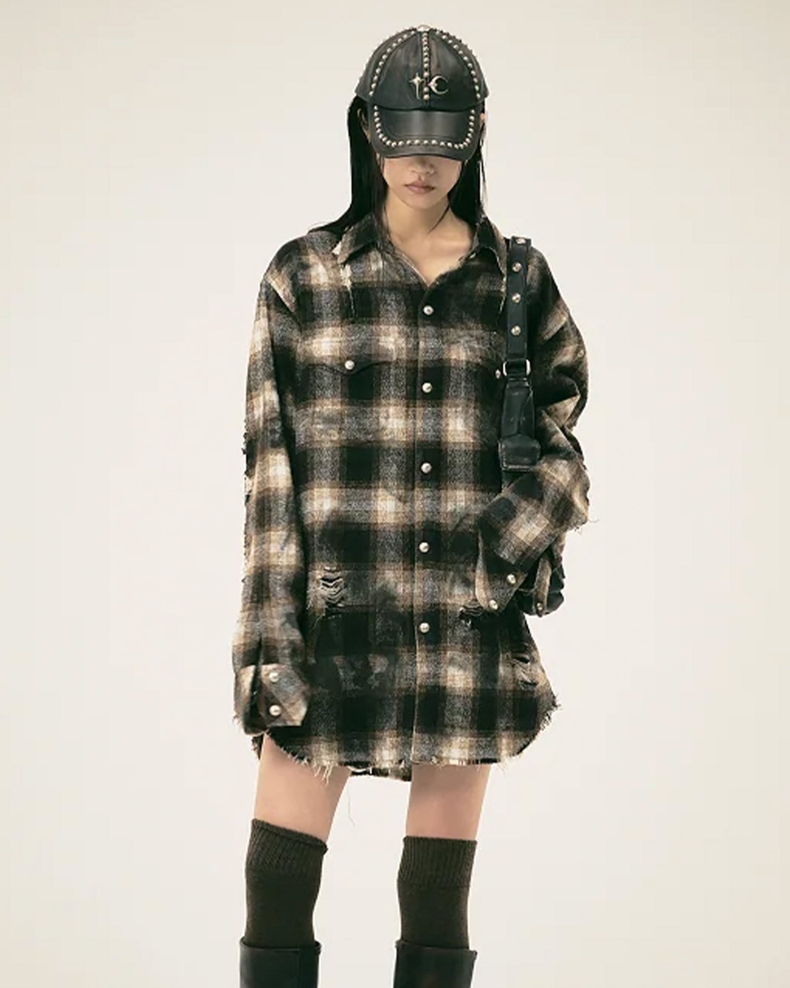 THUG CLUB・サグクラブ - シャツ ANGELS DAMAGED SHIRT / BROWN