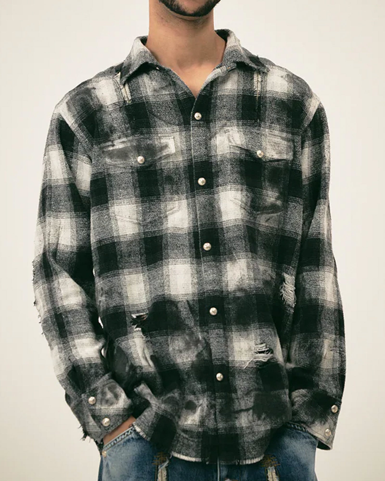 THUG CLUB・サグクラブ - シャツ ANGELS DAMAGED SHIRT / BLACK