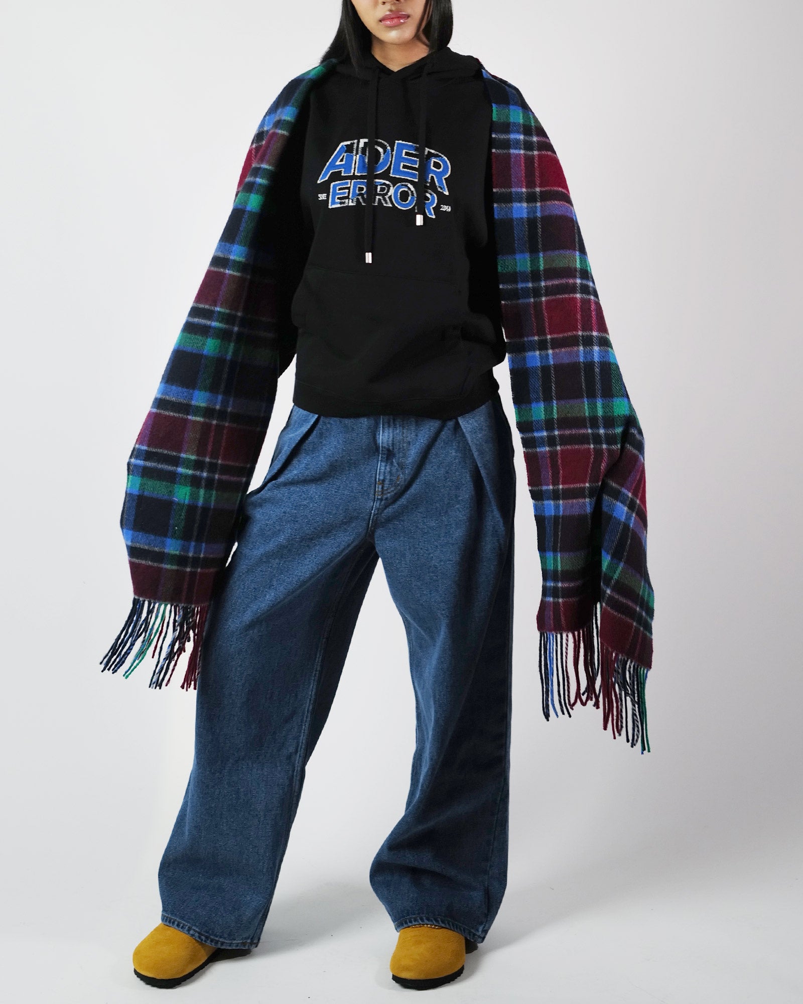 Ader Error・Aadhaar error -  REVINT PLAID MUFFLER / RED
