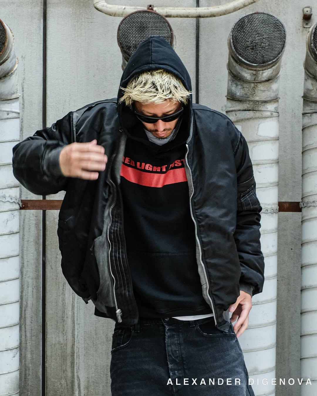 ALEXANDER DIGENOVA・alexander digenova -  RED LIGHT DISTRICT HOODIE /  BLACK