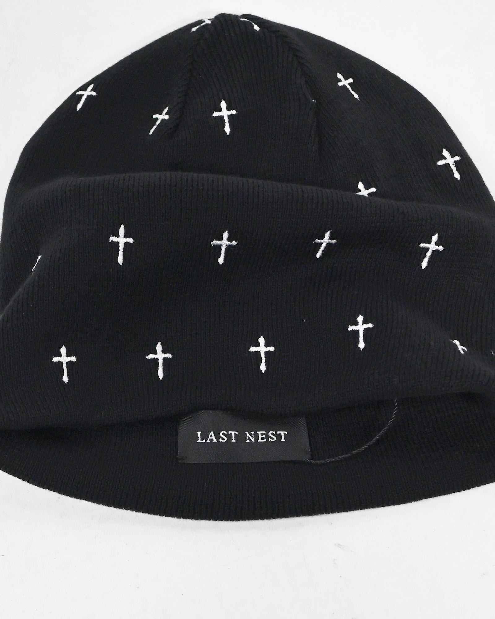 LAST NEST・last nest -  ALLOVER CROSS BEANIE V2 / BLACK