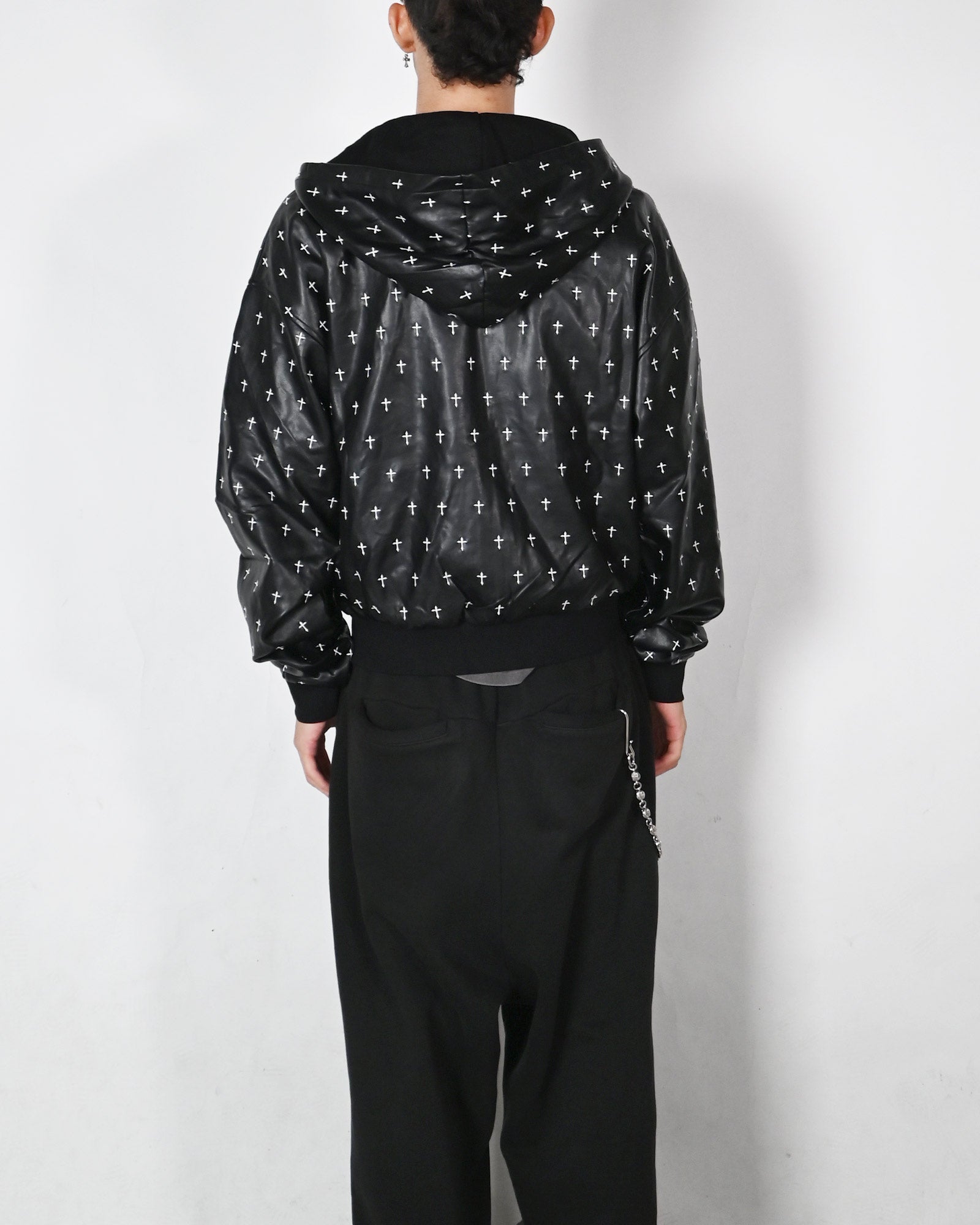 LAST NEST・ラストネスト - パーカー・フーディ ALLOVER CROSS ZIP-UP HOODIE / BLACK