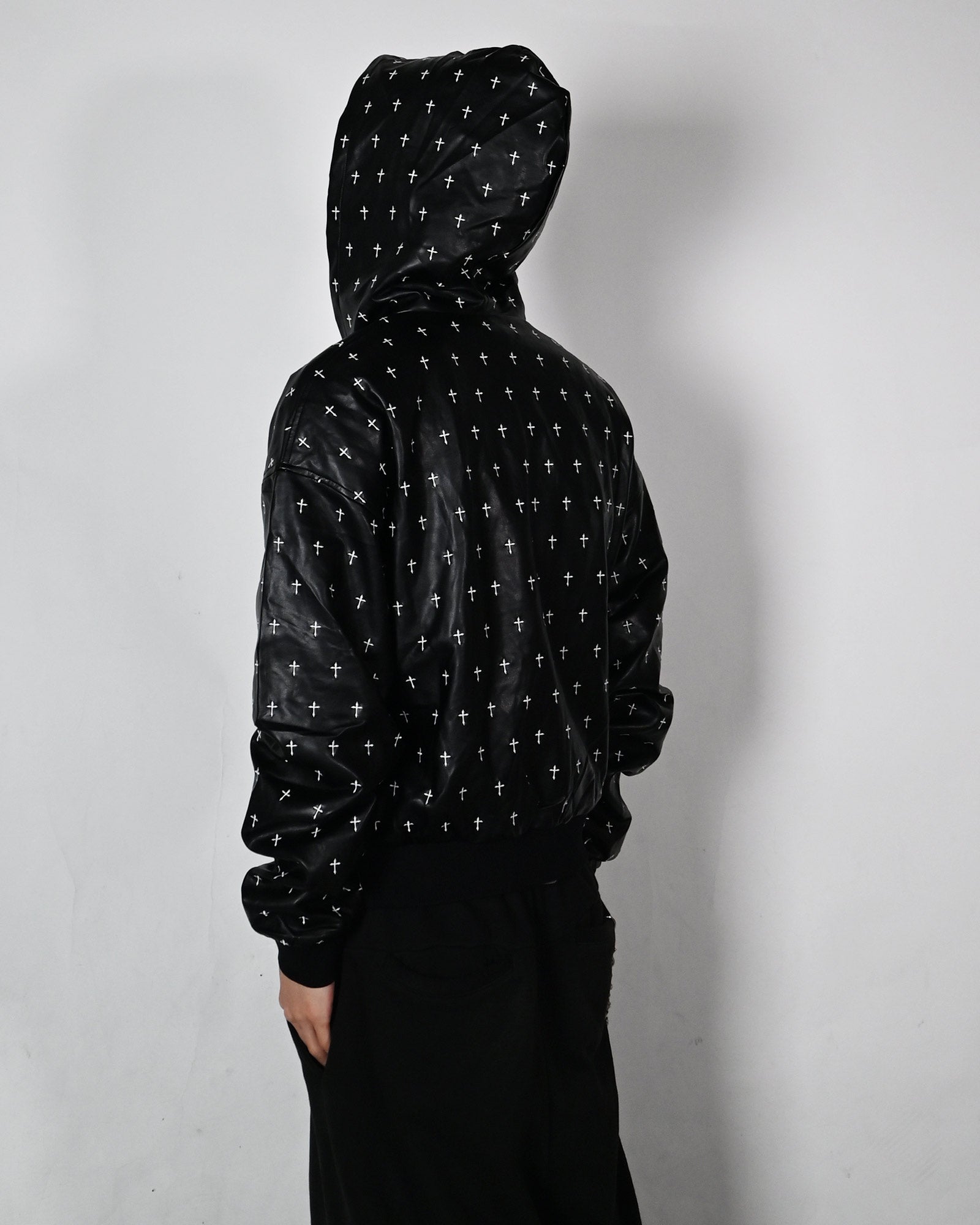 LAST NEST・ラストネスト - パーカー・フーディ ALLOVER CROSS ZIP-UP HOODIE / BLACK