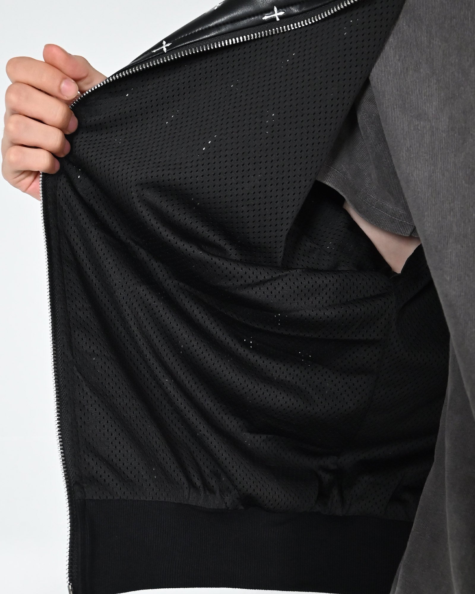 LAST NEST・ラストネスト - パーカー・フーディ ALLOVER CROSS ZIP-UP HOODIE / BLACK