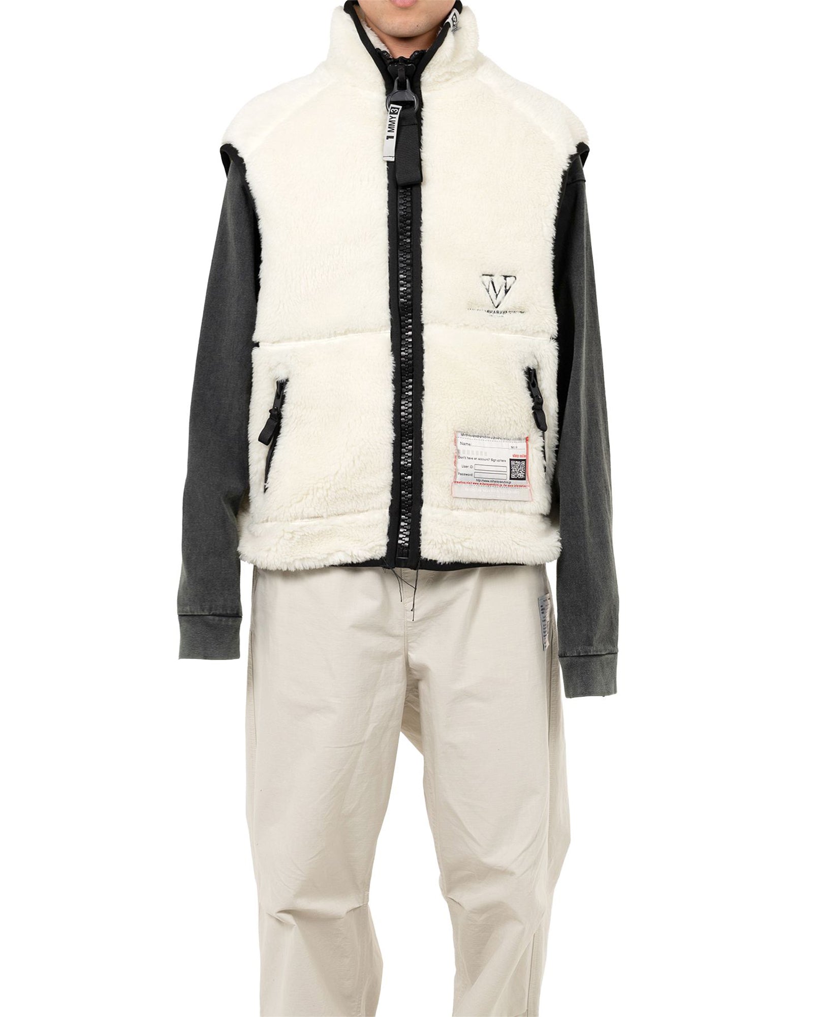 MIHARA YASUHIRO・ミハラヤスヒロ - ベスト AMATEUR SEWN LIKE BOA VEST / WHITE