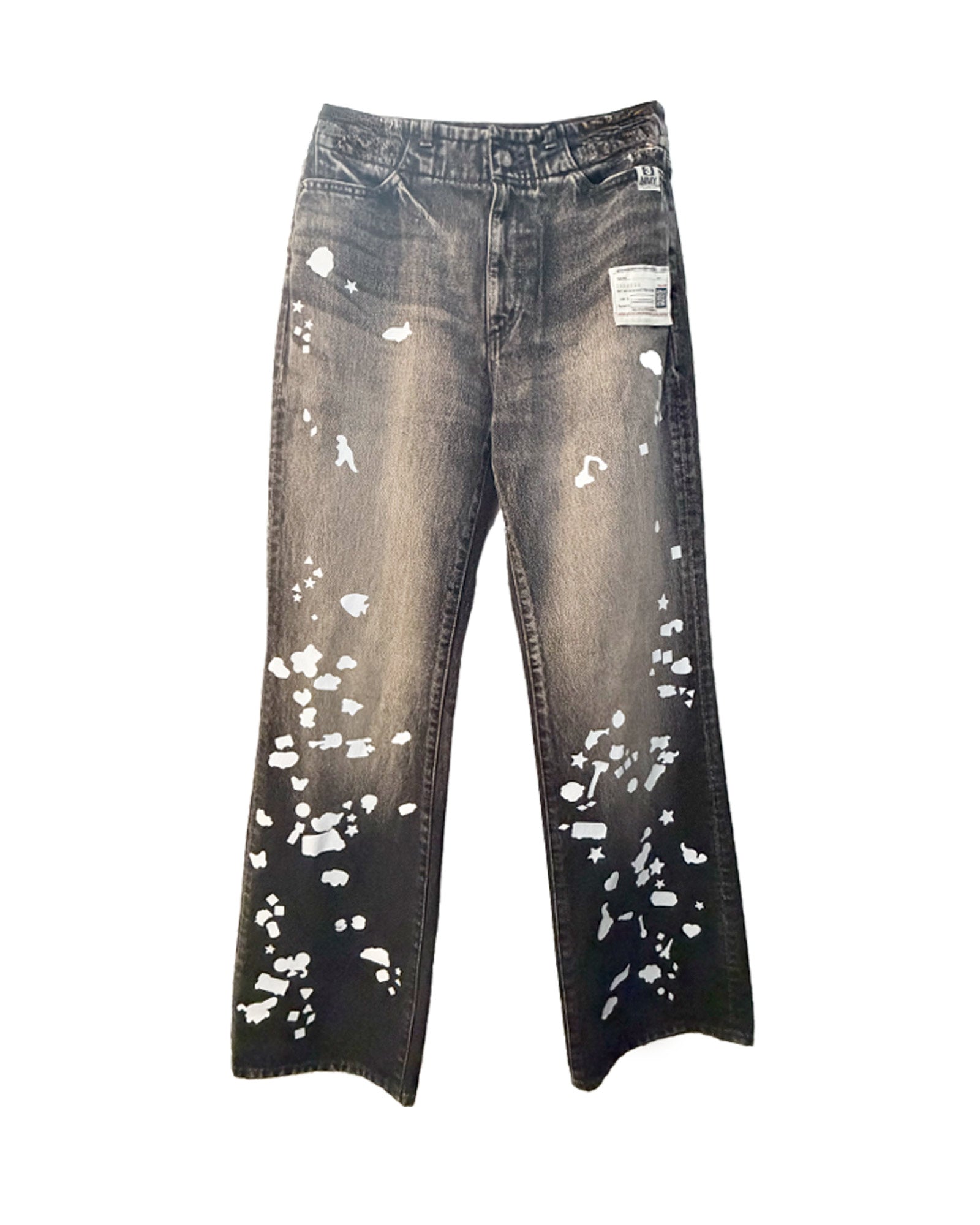 MIHARA YASUHIRO・ミハラヤスヒロ - デニムパンツ STRAIGHT JEANS WITH SILHOUETTE KIDS STICKER / BLACK