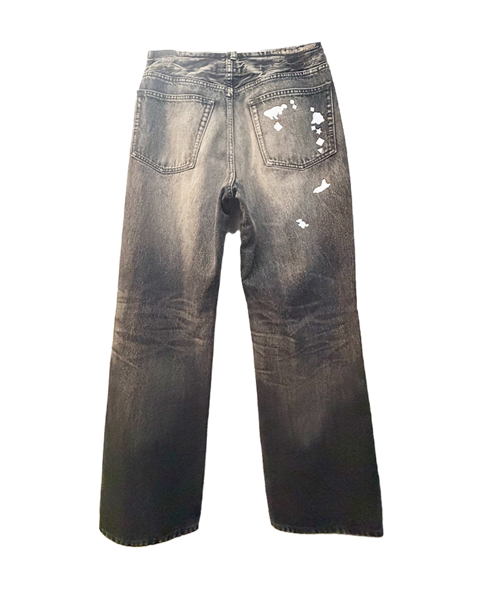MIHARA YASUHIRO・ミハラヤスヒロ - デニムパンツ STRAIGHT JEANS WITH SILHOUETTE KIDS STICKER / BLACK