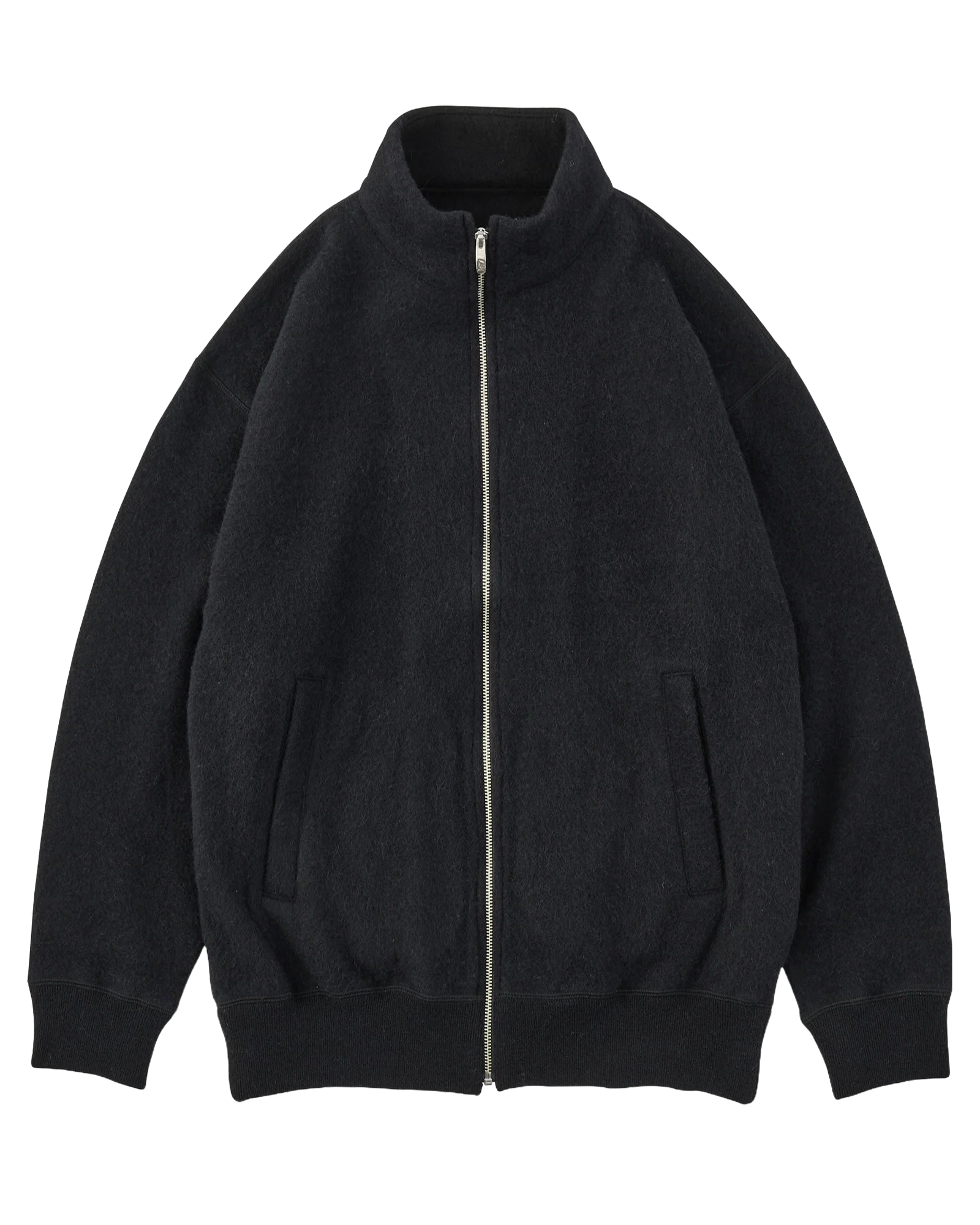 BABY ALPACA / CASHMERE DOUBLE FACE ZIP UP JACKET W / SILVER ZIPPER