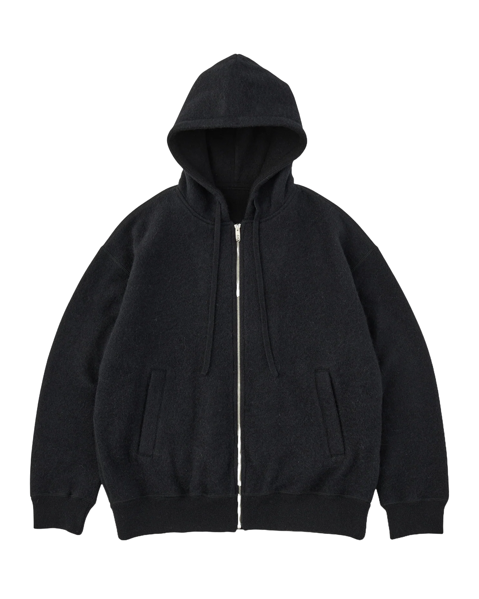 BABY ALPACA / CASHMERE DOUBLE FACE ZIP UP PARKA W / SILVER ZIPPER