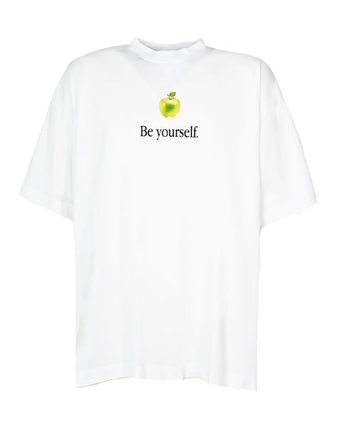 ◆VETEMENTS◆ Be YourselfプリントコットンTシャツ VETEMENTS (ヴェトモン) BE YOURSELF OVERSIZED T-SHIRT / WHITE