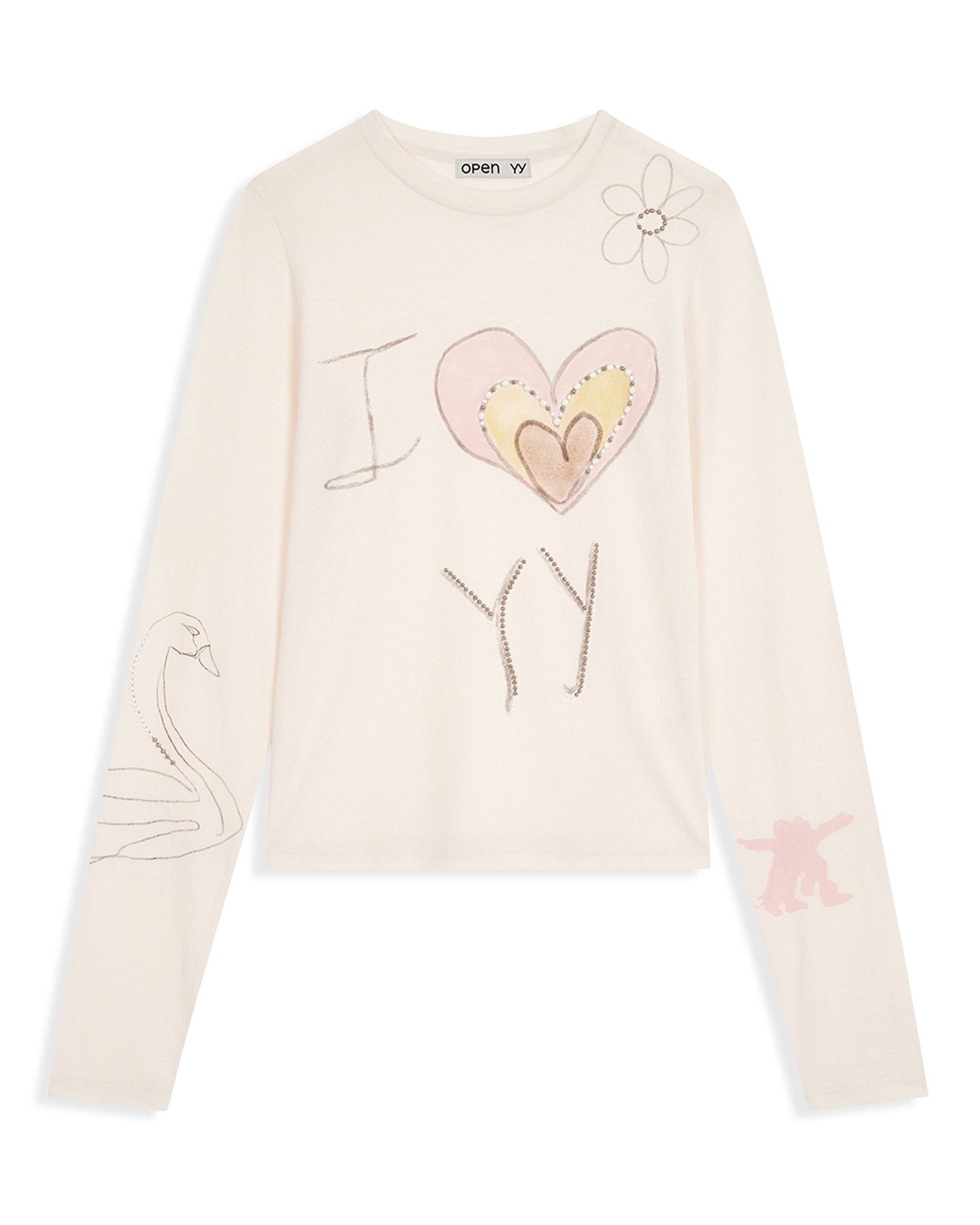 BEADED I LOVE YY TEE / WHITE