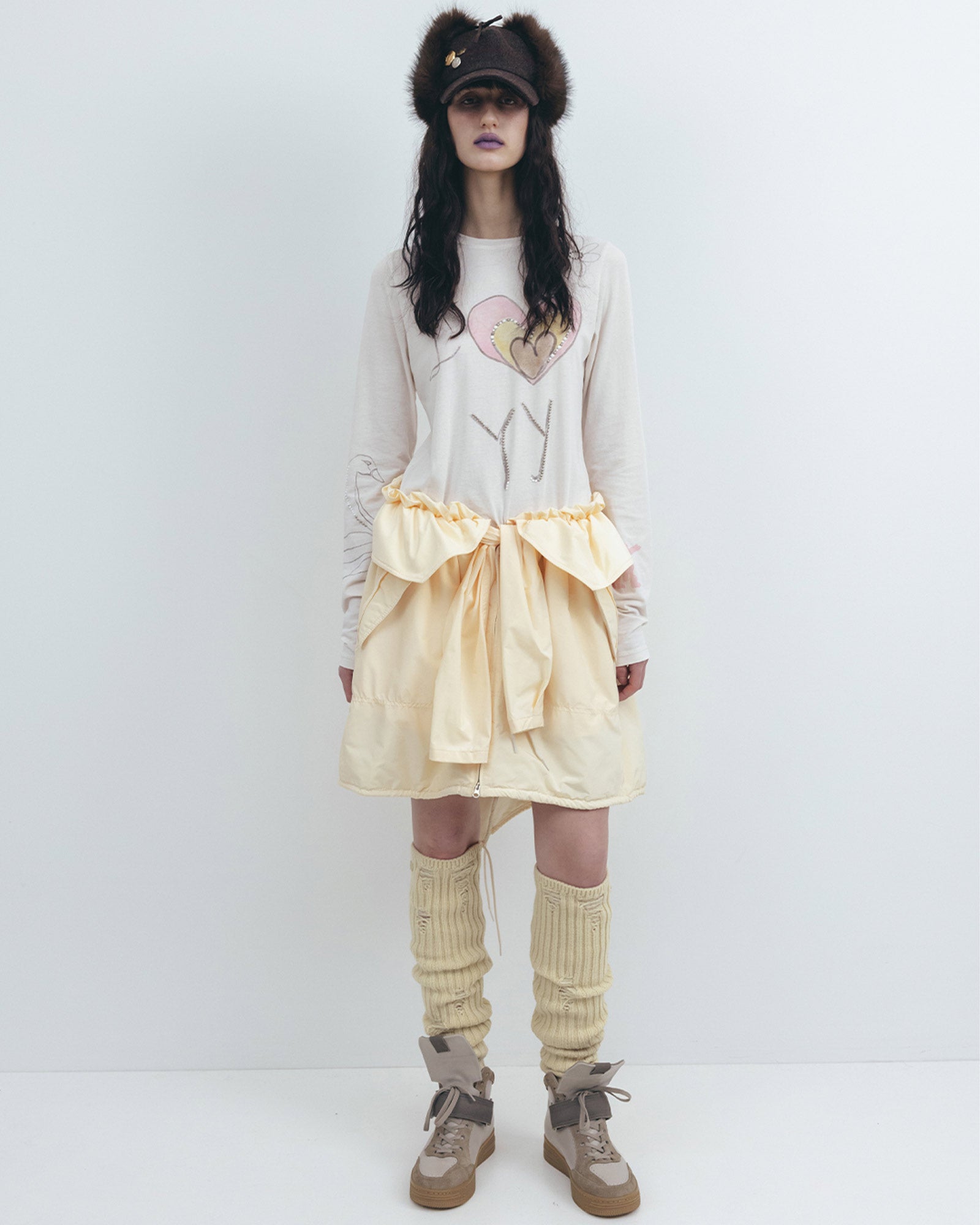 OPEN YY・オープン ワイワイ - L/S Tシャツ BEADED I LOVE YY TEE / WHITE