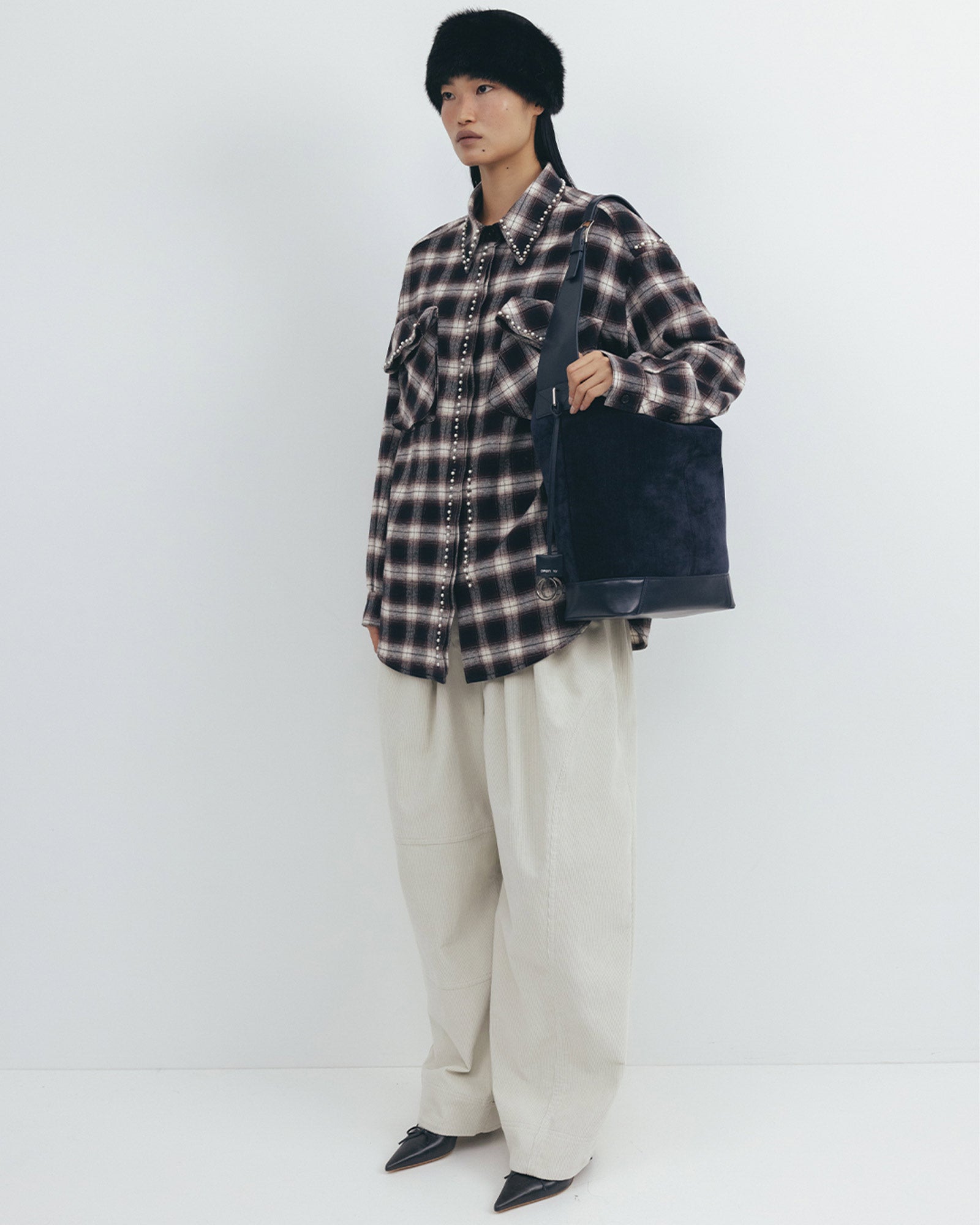 OPEN YY・オープン ワイワイ - シャツ BEADED POCKET SHIRT / CHECKERED BROWN
