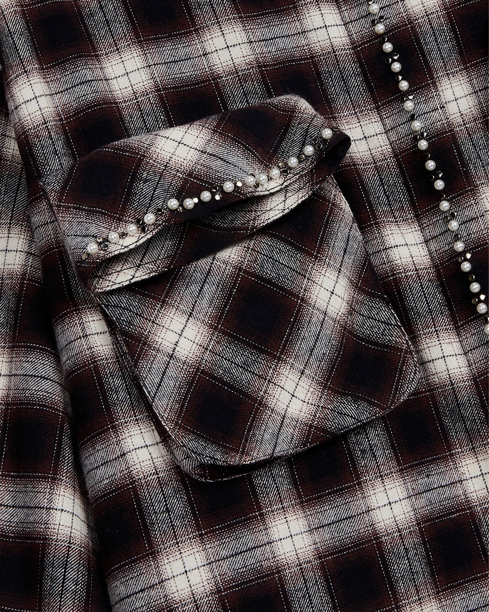 OPEN YY・オープン ワイワイ - シャツ BEADED POCKET SHIRT / CHECKERED BROWN