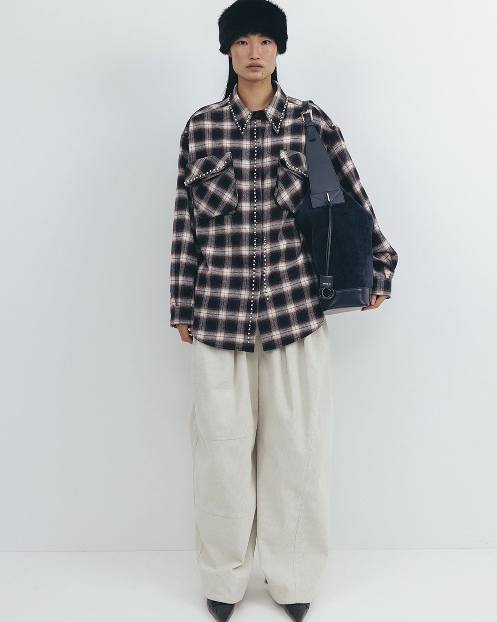 OPEN YY・オープン ワイワイ - シャツ BEADED POCKET SHIRT / CHECKERED BROWN
