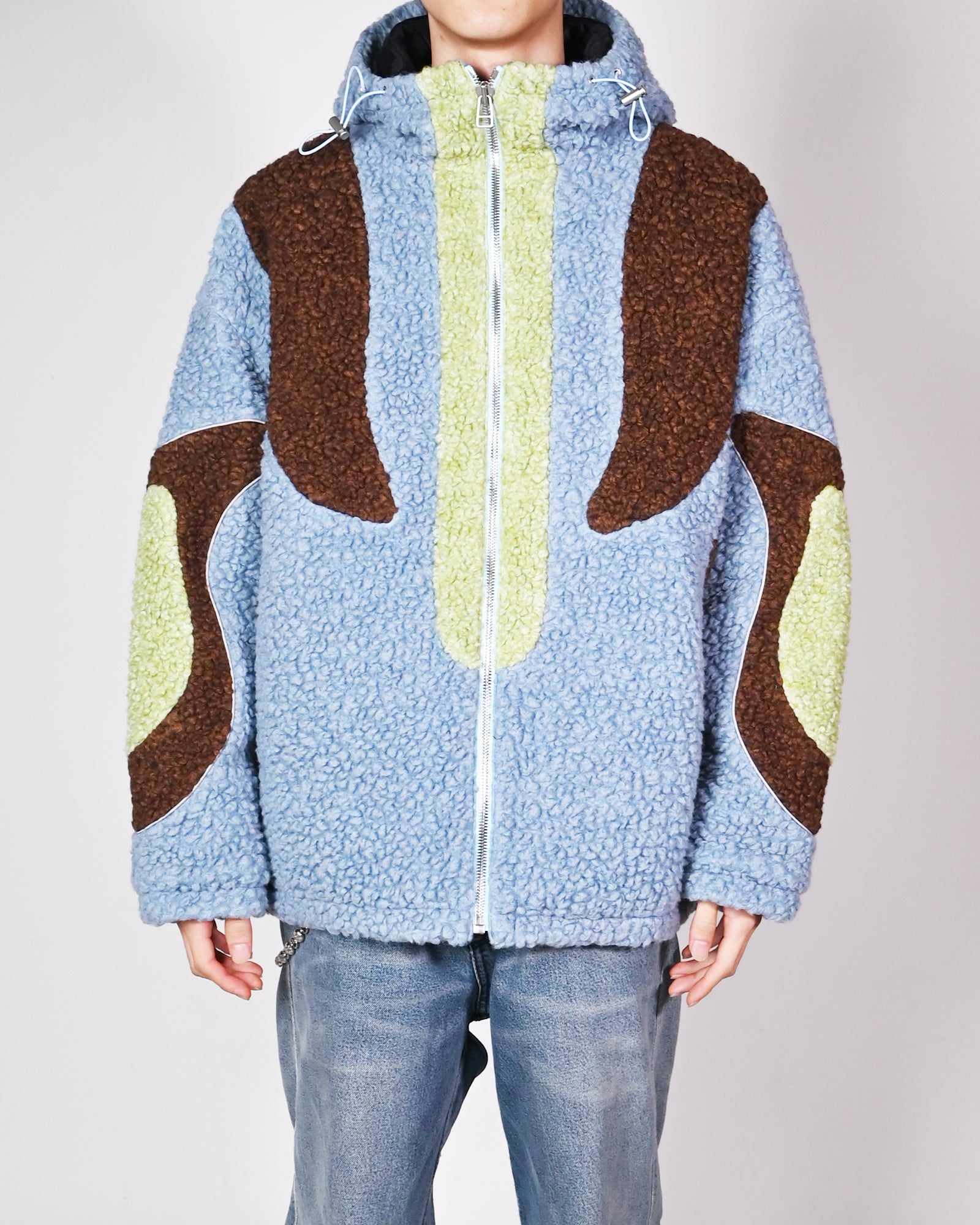THE WORLD IS YOURS・ザ ワールド イズ ユアーズ - アウター・ジャケット BOA FLEECE JACKET / LIGHT BLUE/LIGHT GREEN/BROWN