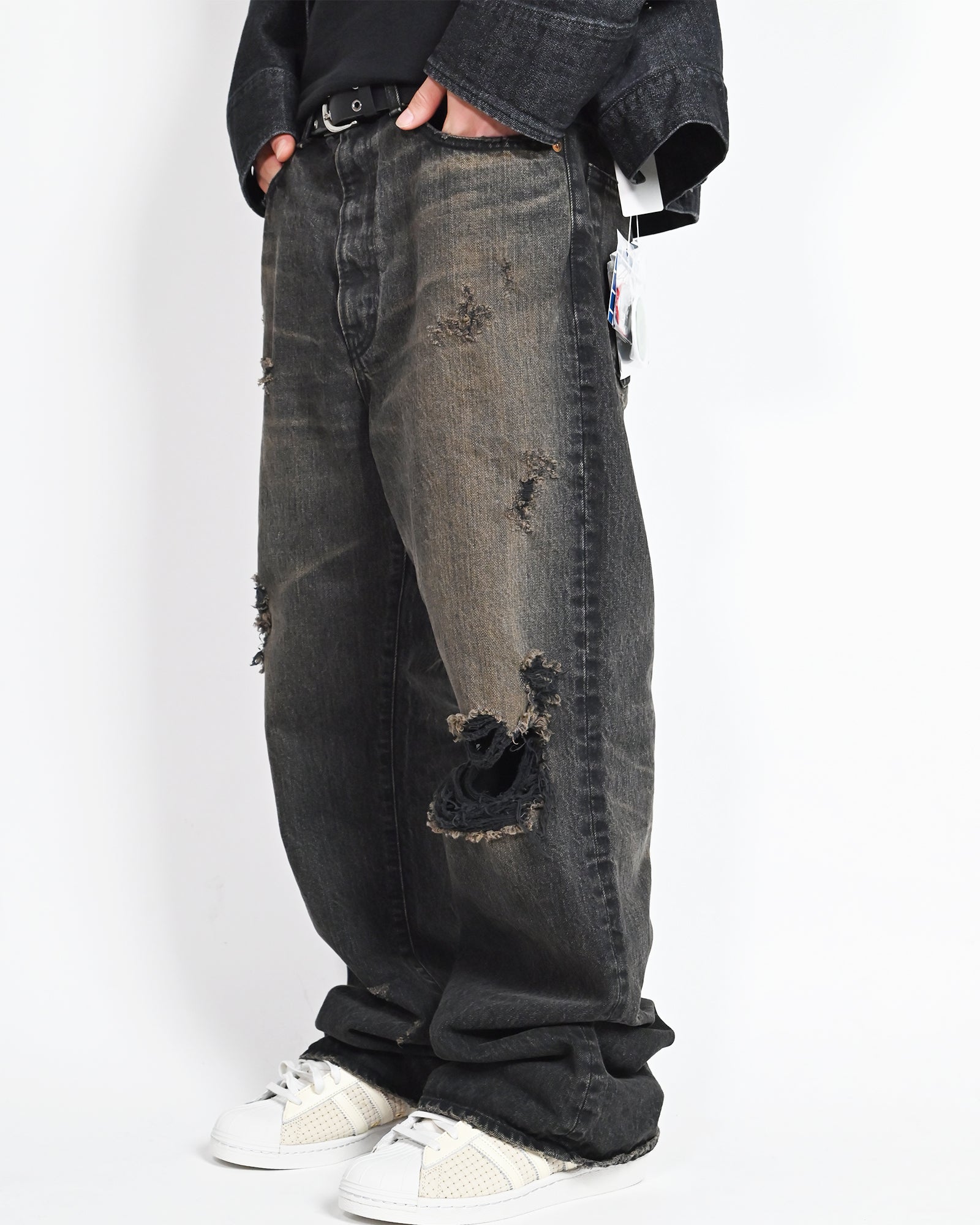 KAMIYA・カミヤ - デニムパンツ BOOTCUT WIDE JEANS / BLACK