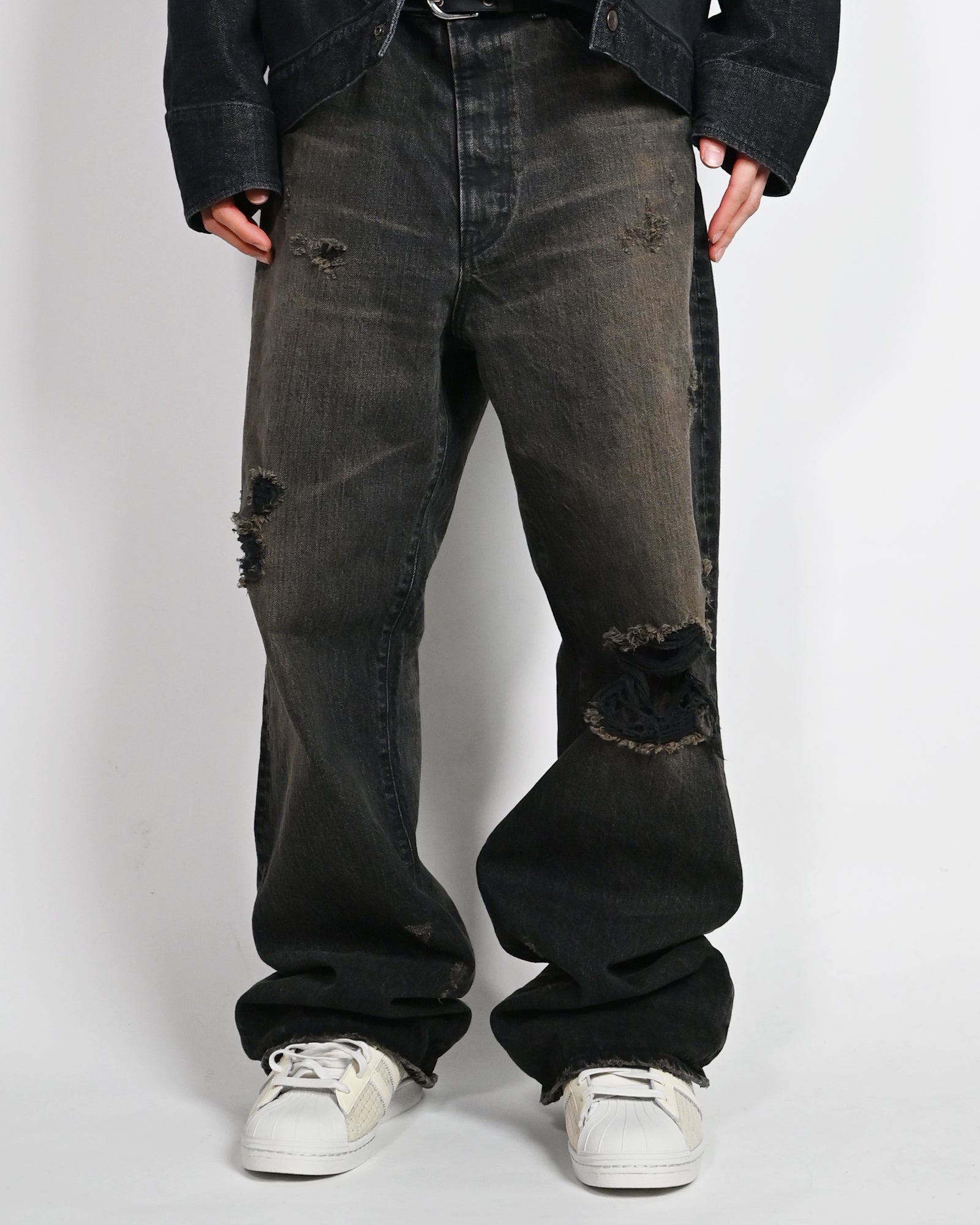 KAMIYA・カミヤ - デニムパンツ BOOTCUT WIDE JEANS / BLACK