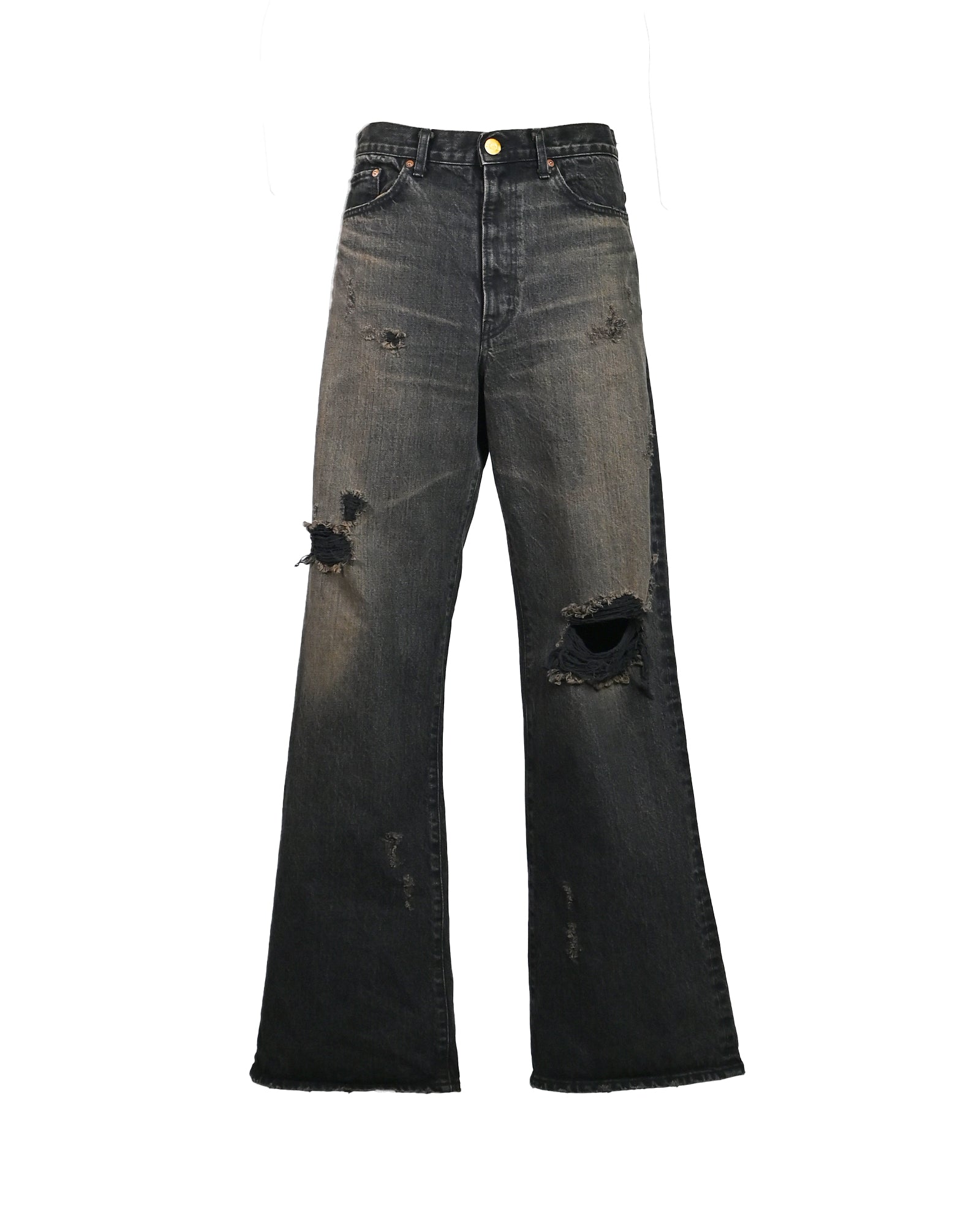 KAMIYA・カミヤ - デニムパンツ BOOTCUT WIDE JEANS / BLACK