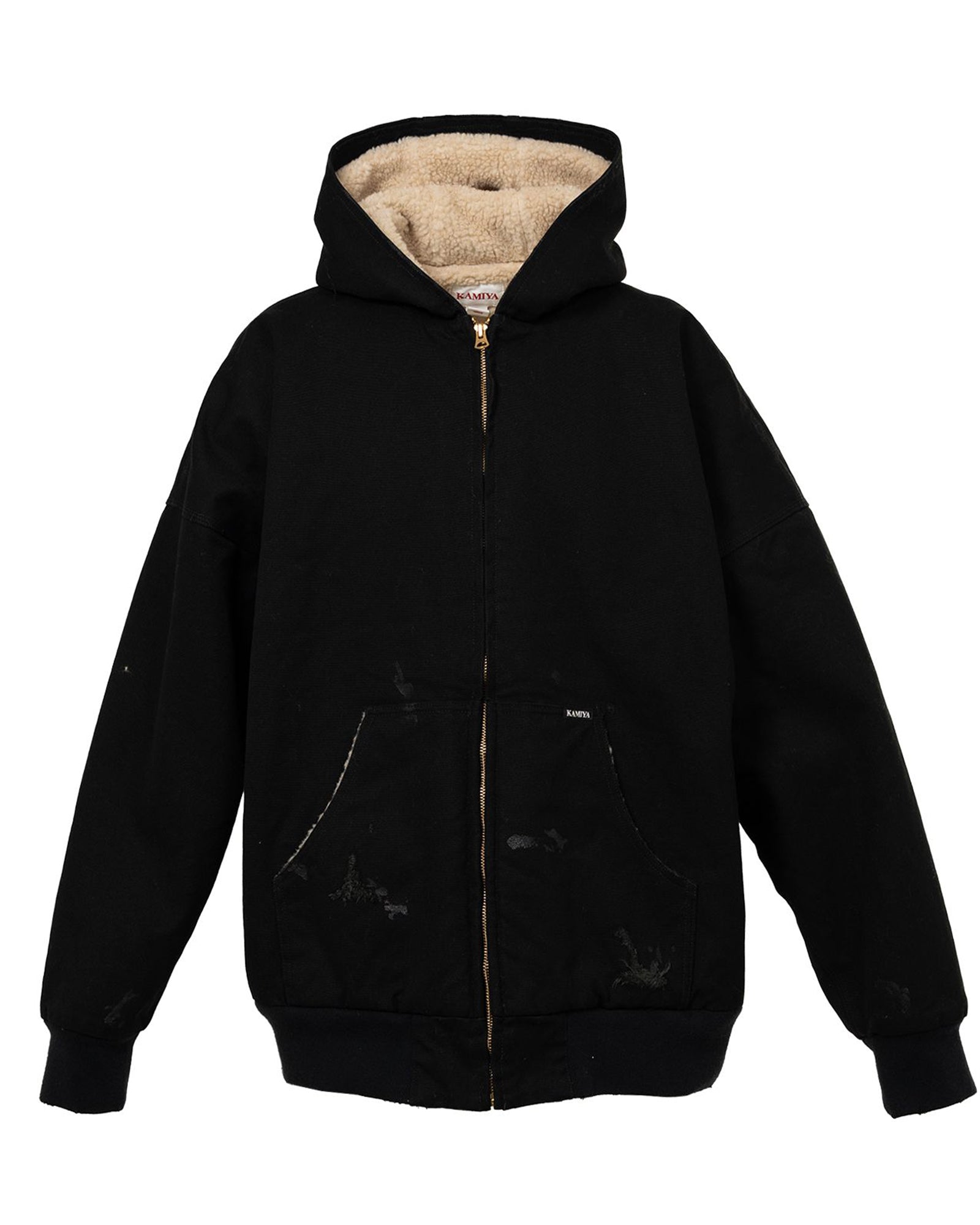 KAMIYA・カミヤ - パーカー・フーディ BORO BOA LINING DUCK ZIP-UP PARKA / BLACK