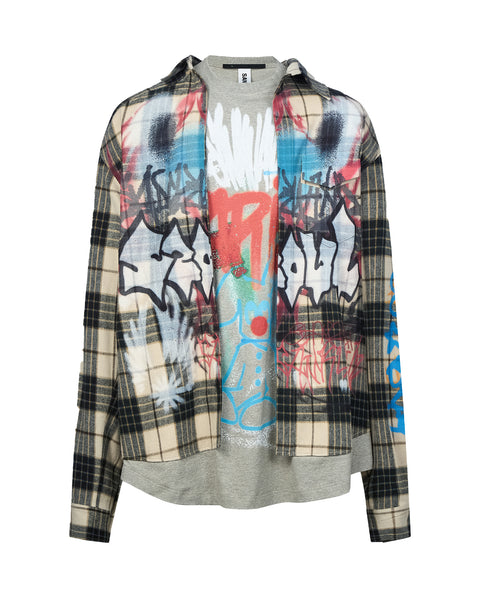 トップス 25AW sankuanz BUMPY GRAFFITI LAYERED SANKUANZ(サンクアンズ)「 BUMPY GRAFFITI LAYERED SWEAT / GREY