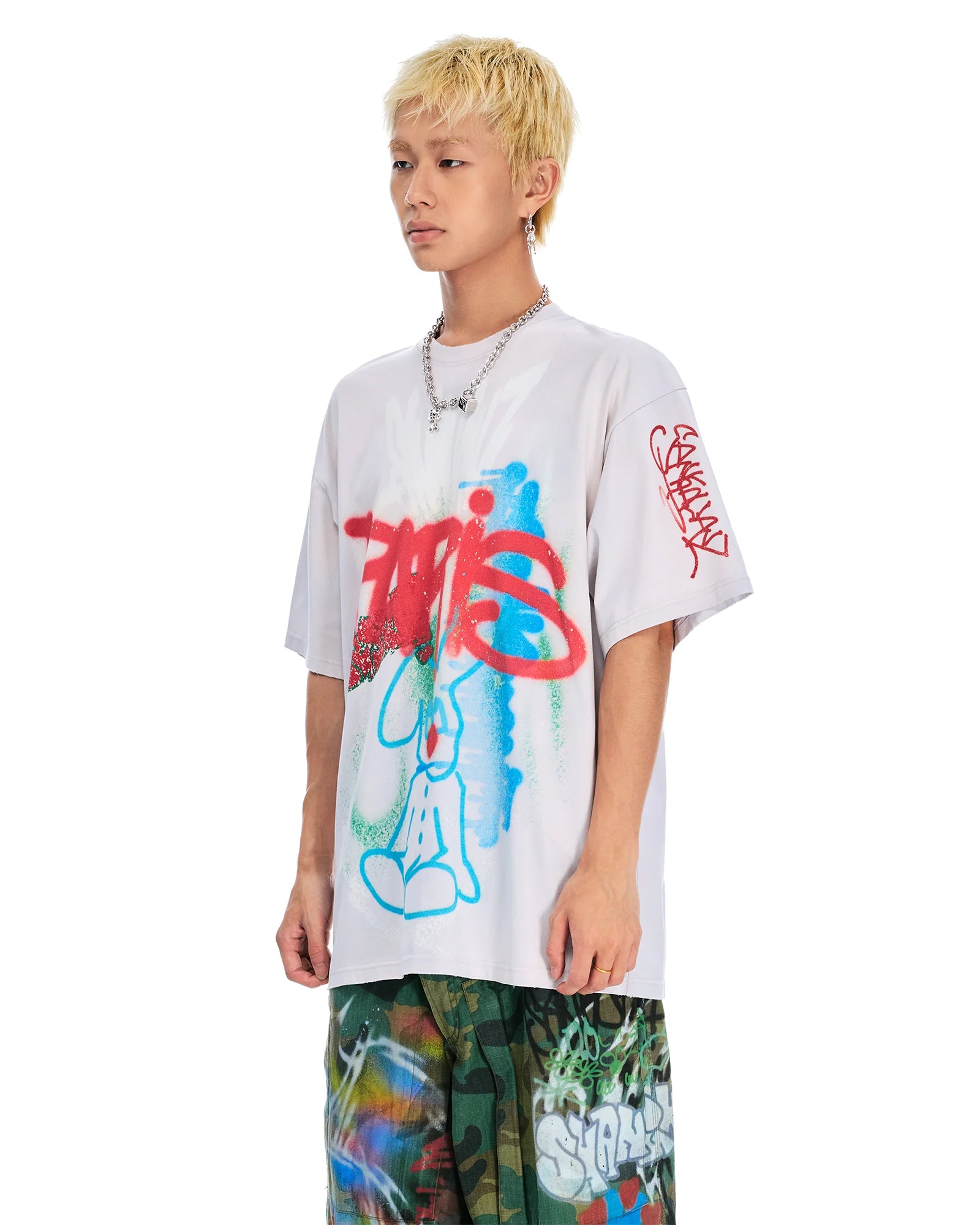 SANKUANZ・サンクアンズ - Tシャツ・カットソー BUMPY GRAFFITI LOOSE SHORT-SLEEVE TEE / WHITE