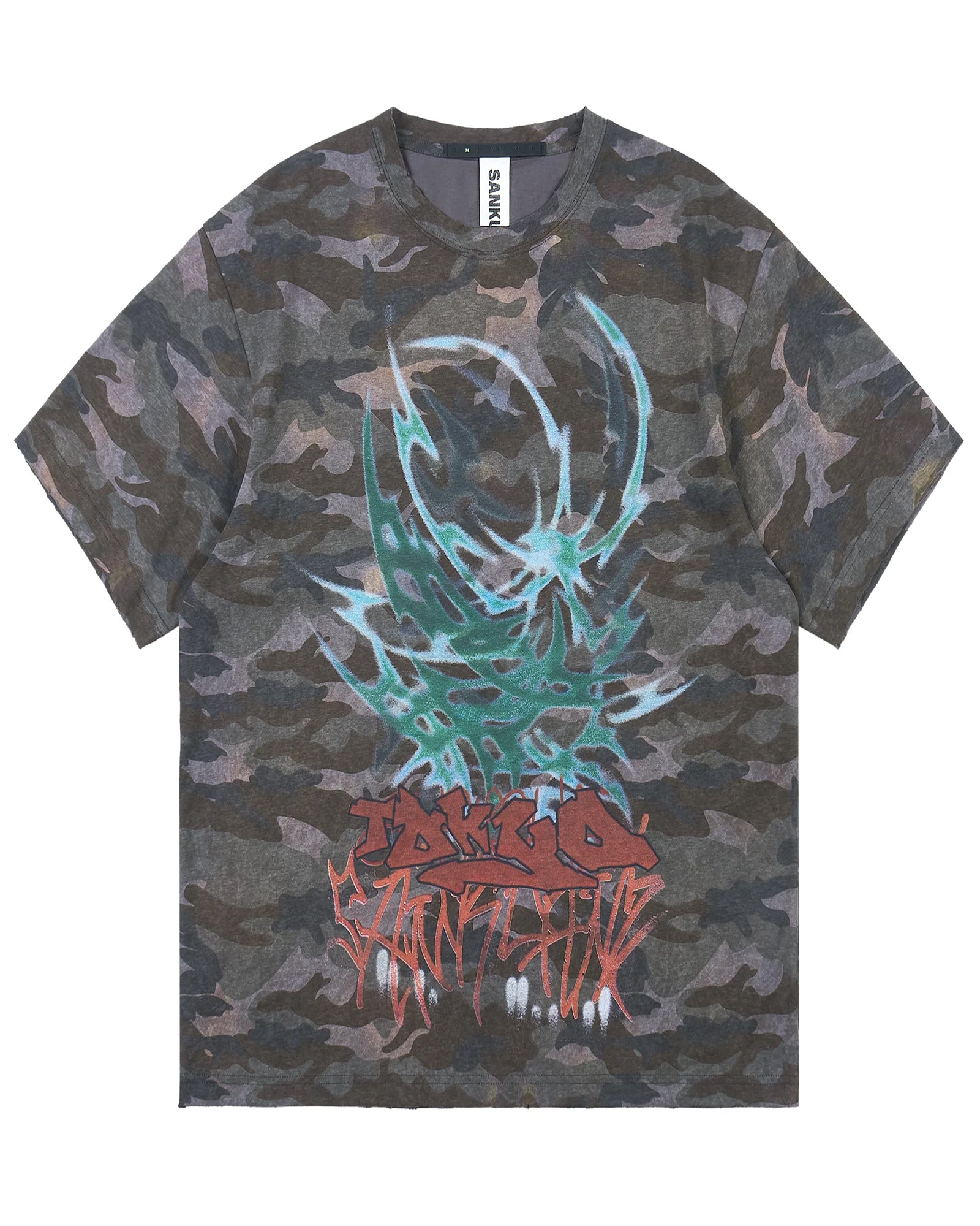 SANKUANZ・サンクアンズ - Tシャツ・カットソー BUMPY GRAFFITI OVERSIZE SHORT-SLEEVE TEE / CAMOUFLAGE