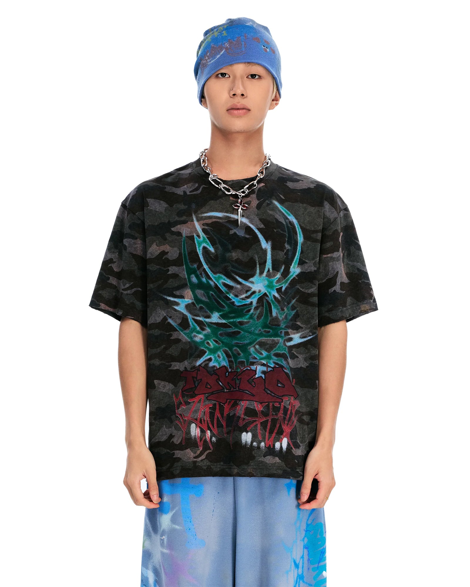 SANKUANZ・サンクアンズ - Tシャツ・カットソー BUMPY GRAFFITI OVERSIZE SHORT-SLEEVE TEE / CAMOUFLAGE