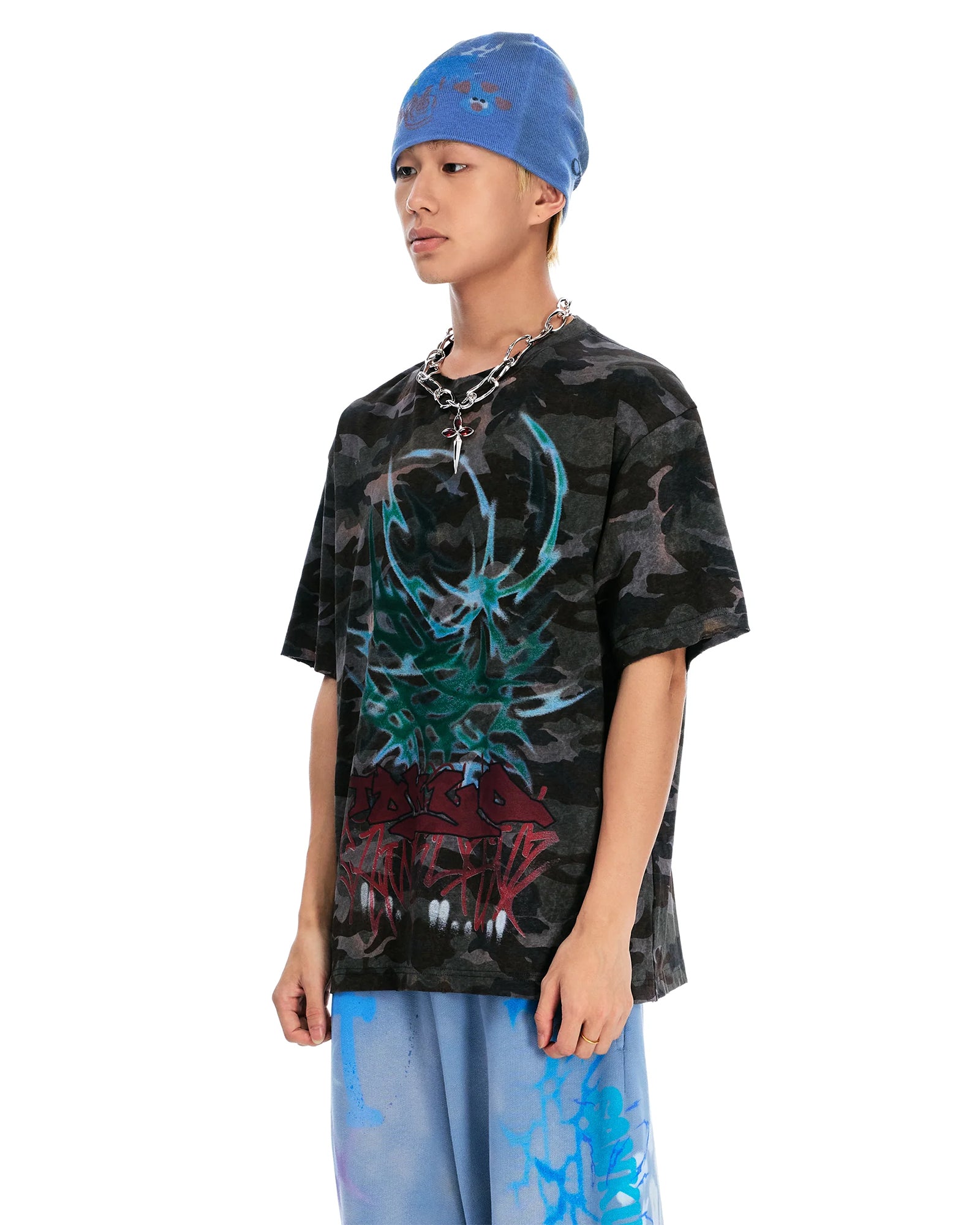 SANKUANZ・サンクアンズ - Tシャツ・カットソー BUMPY GRAFFITI OVERSIZE SHORT-SLEEVE TEE / CAMOUFLAGE