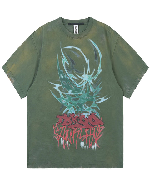 SANKUANZ(サンクアンズ)「 BUMPY GRAFFITI OVERSIZE SHORT-SLEEVE TEE