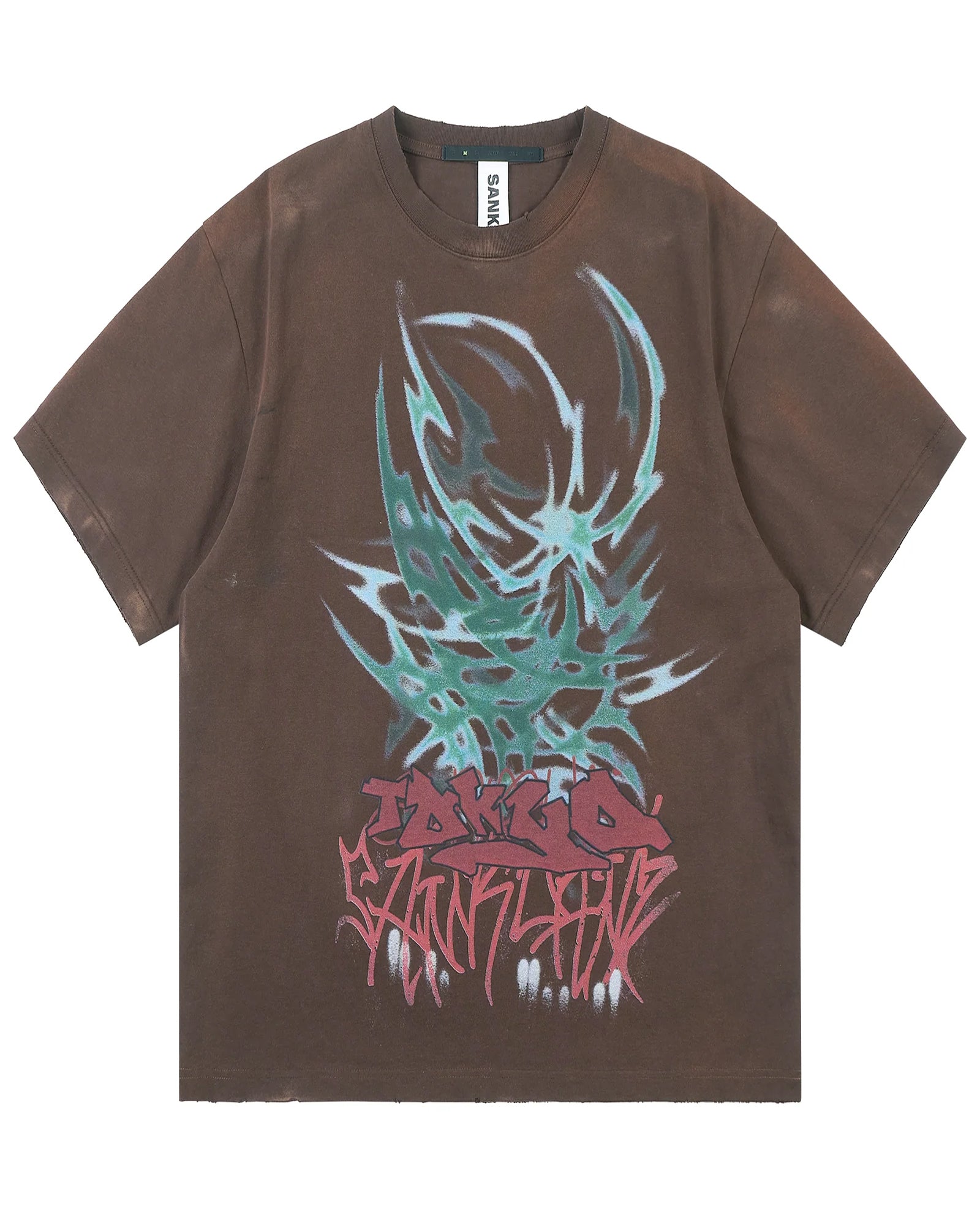 SANKUANZ・サンクアンズ - Tシャツ・カットソー BUMPY OVERSIZED GRAFFITI PRINT T-SHIRT / BROWN