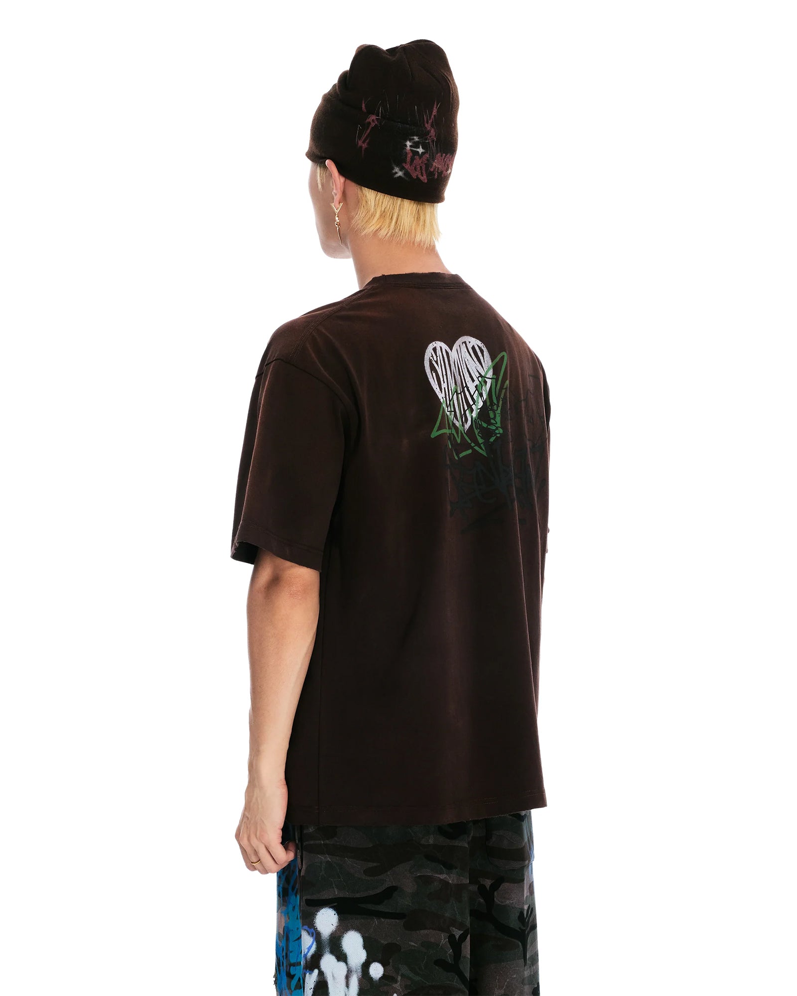 SANKUANZ・サンクアンズ - Tシャツ・カットソー BUMPY OVERSIZED GRAFFITI PRINT T-SHIRT / BROWN