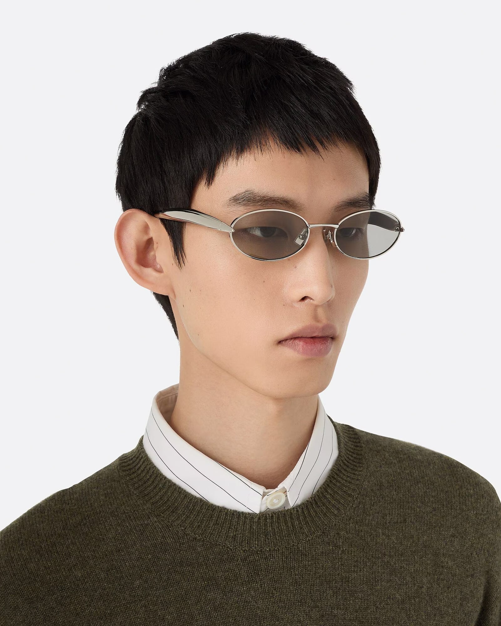 BOTTEGA VENETE -EYEWEAR-・ボッテガ ヴェネタ - ファッション小物 SARDINE OVAL SUNGLASSES / SILVER
