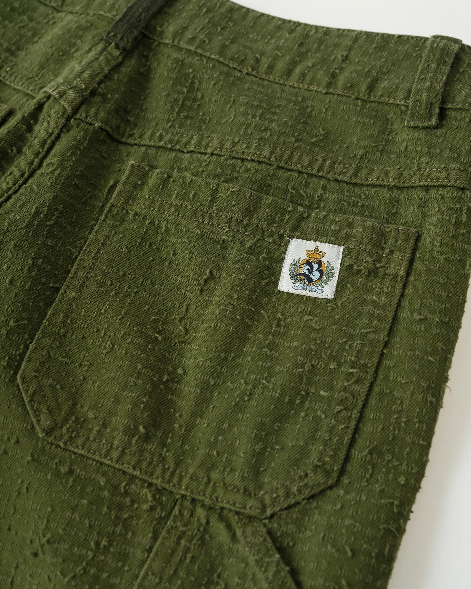 BIRTH OF ROYAL CHILD・バース・オブ・ロイヤル・チャイルド - デニムパンツ BEADED PATCH CARGO PANTS / GREEN