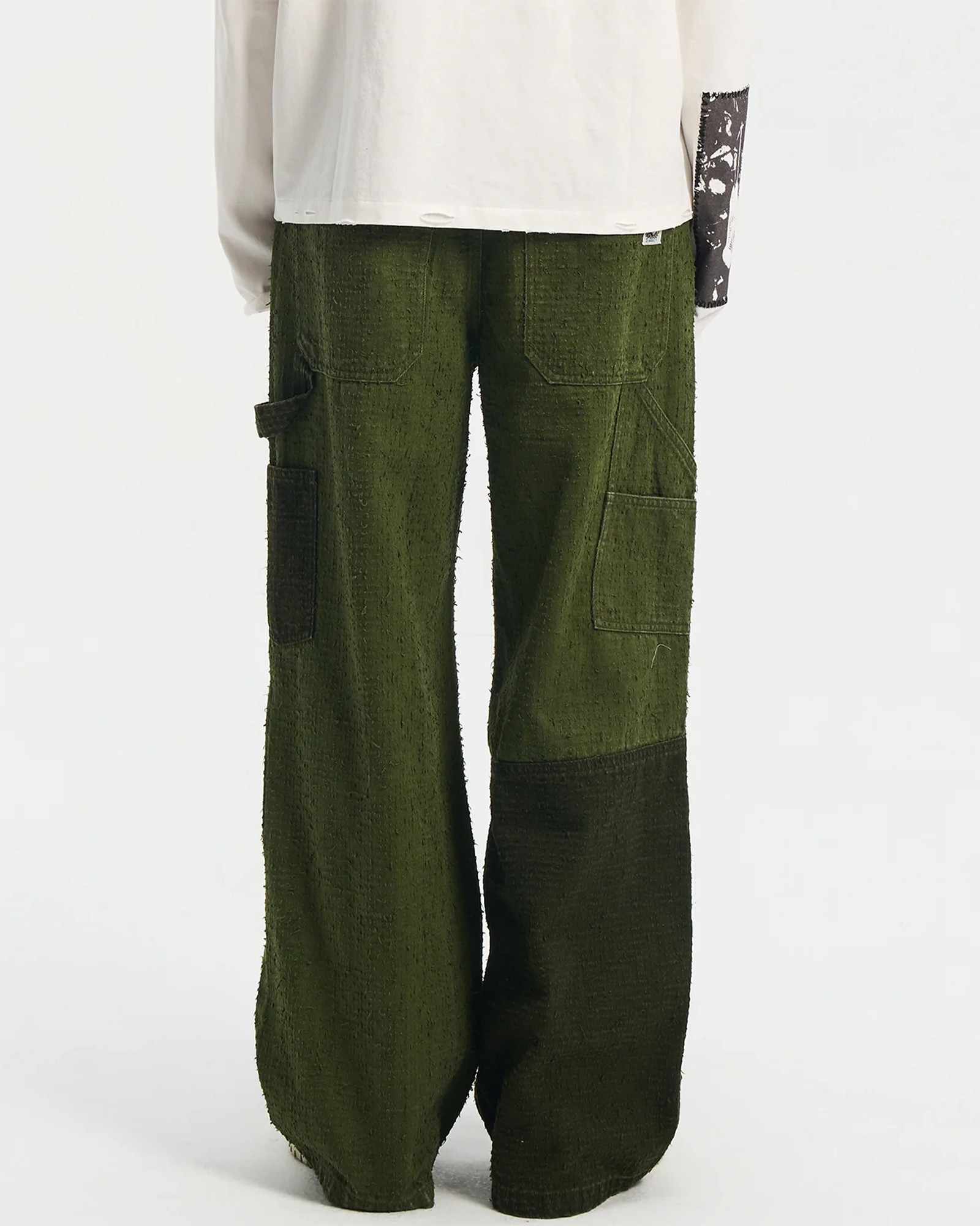 BIRTH OF ROYAL CHILD・バース・オブ・ロイヤル・チャイルド - デニムパンツ BEADED PATCH CARGO PANTS / GREEN